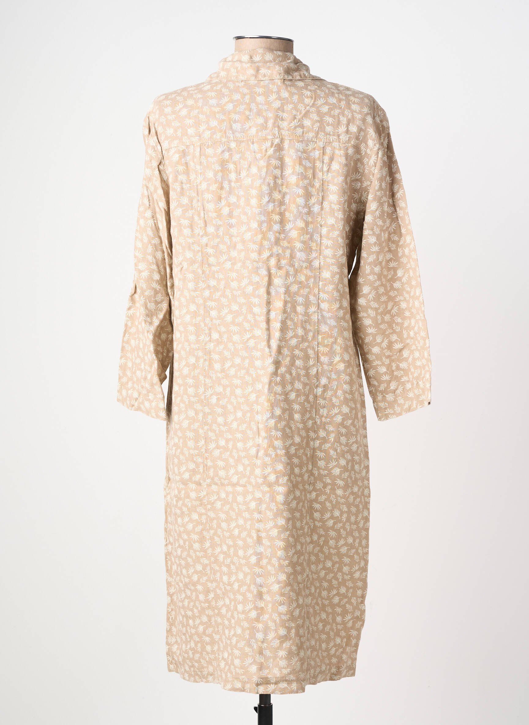 Robe mi-longue coupe fluide manches longues beige COUTURIST femme
