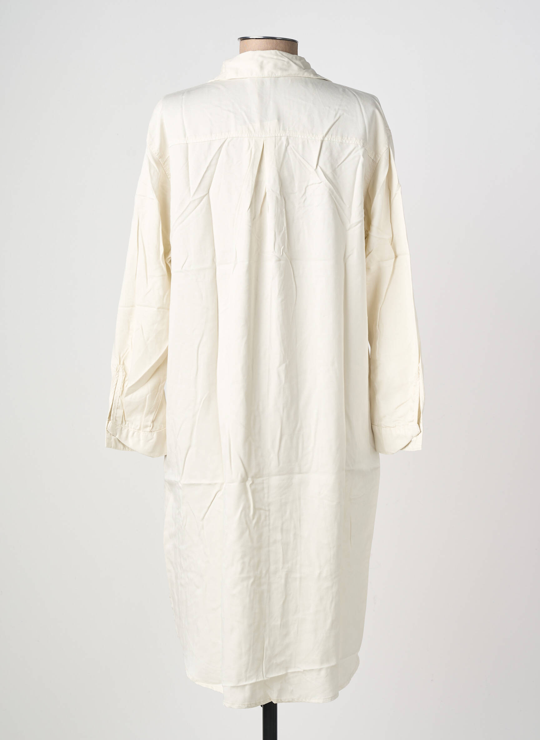 Robe mi-longue coupe fluide manches longues beige COUTURIST femme