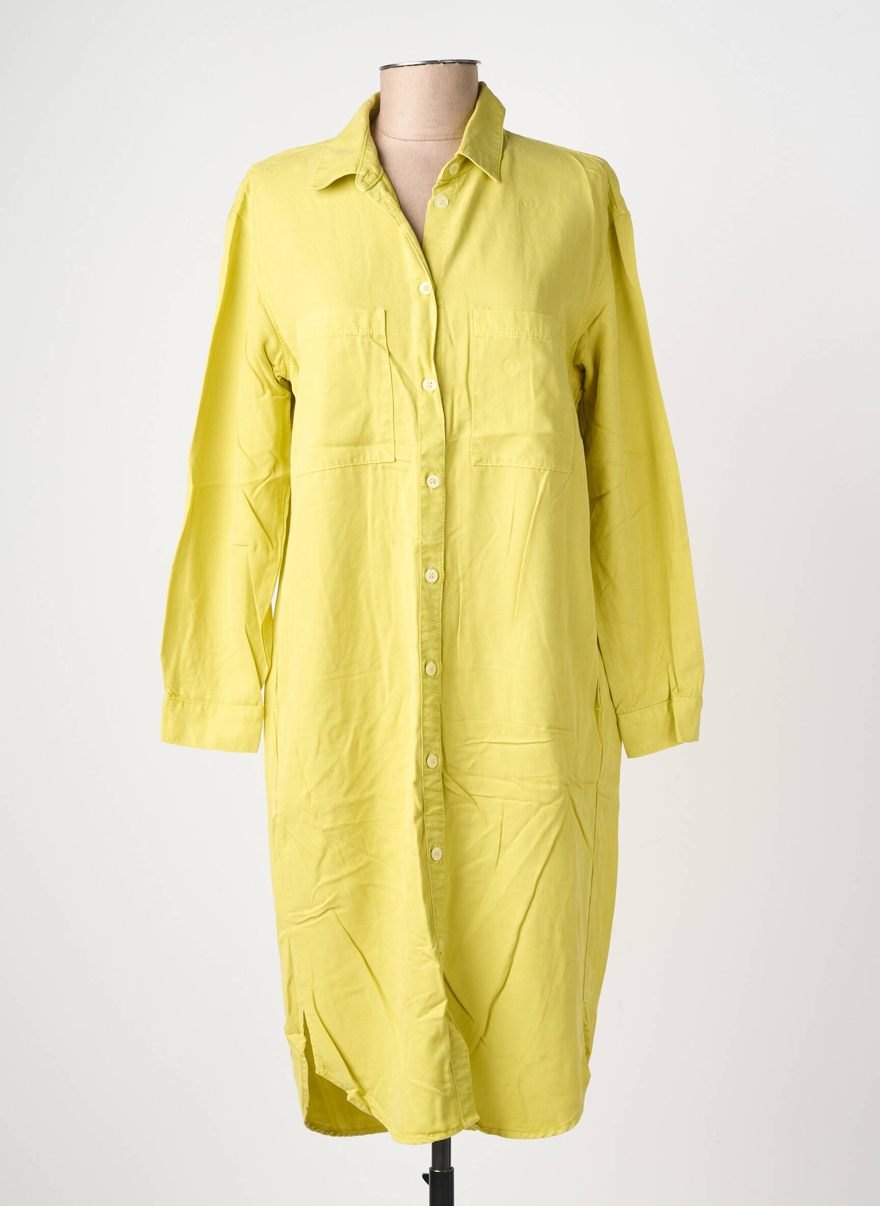 Robe mi-longue coupe fluide manches longues vert COUTURIST femme