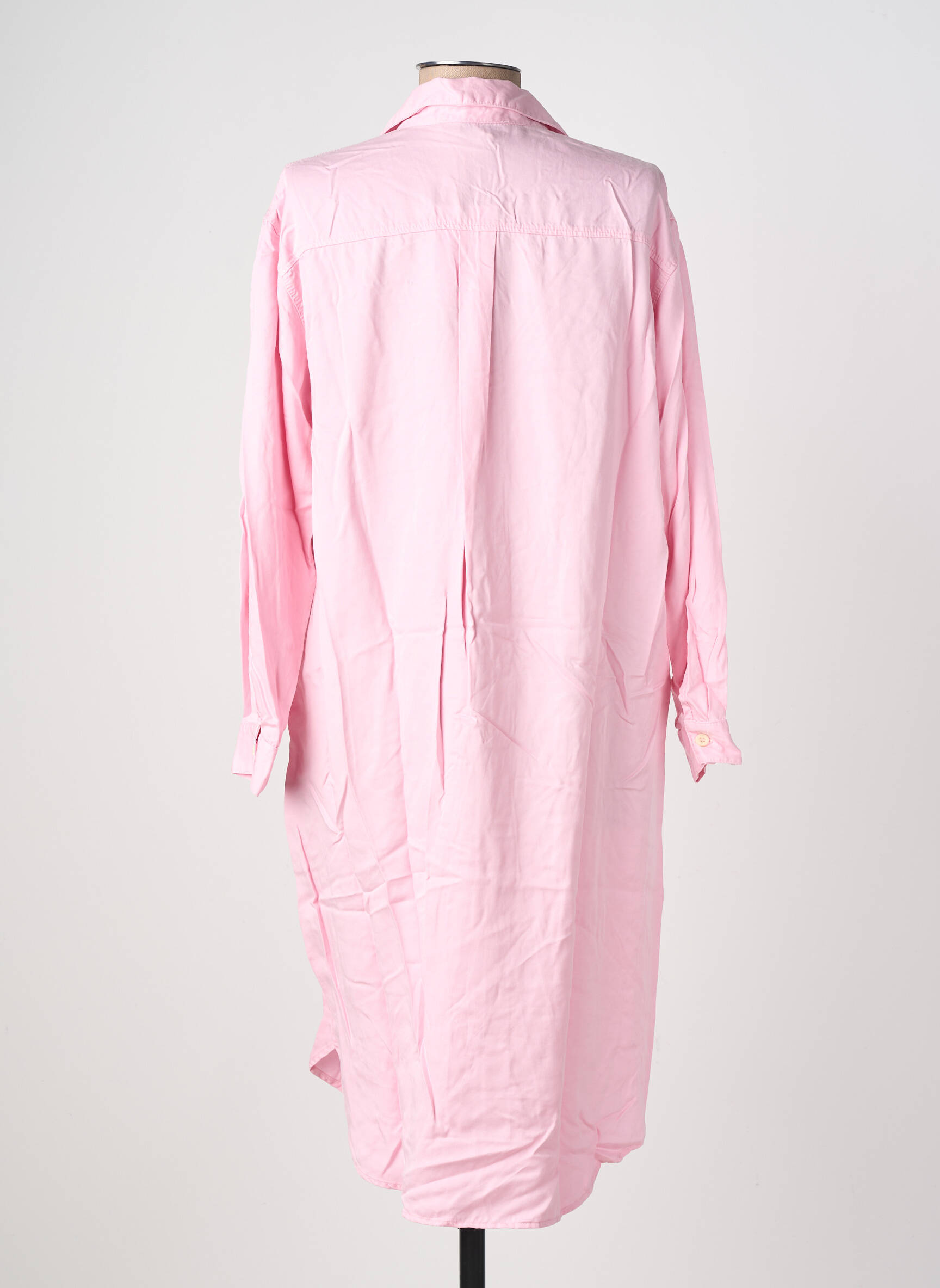 Robe mi-longue coupe fluide manches longues rose COUTURIST femme