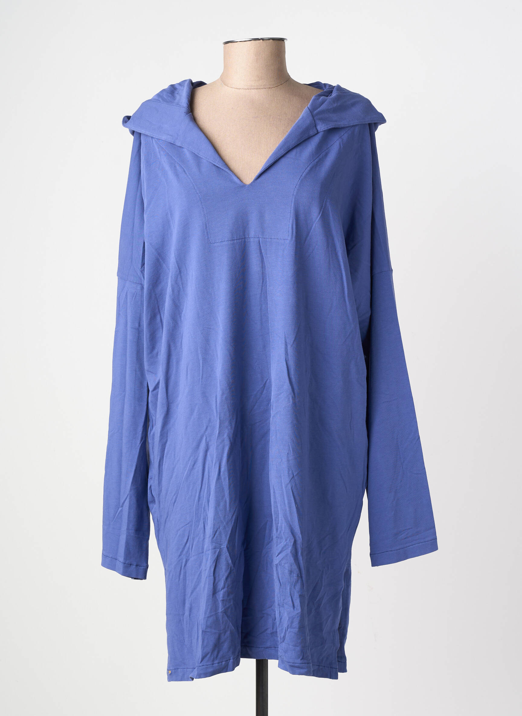 Robe pull coupe droite manches longues bleu COUTURIST femme