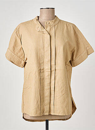 Chemisier coupe cintrée manches courtes beige COUTURIST femme