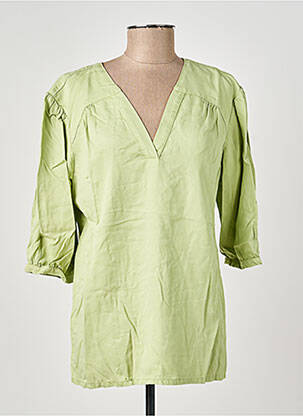 Blouse tissage popeline manches courtes vert COUTURIST femme