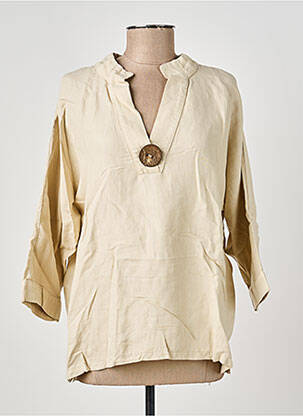 Blouse tissage popeline manches longues beige COUTURIST femme