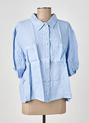 Chemisier coupe cintrée manches 3/4 bleu COUTURIST femme