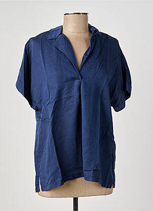 Blouse tissage popeline manches courtes bleu COUTURIST femme