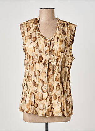 Chemisier coupe cintrée manches courtes beige COUTURIST femme