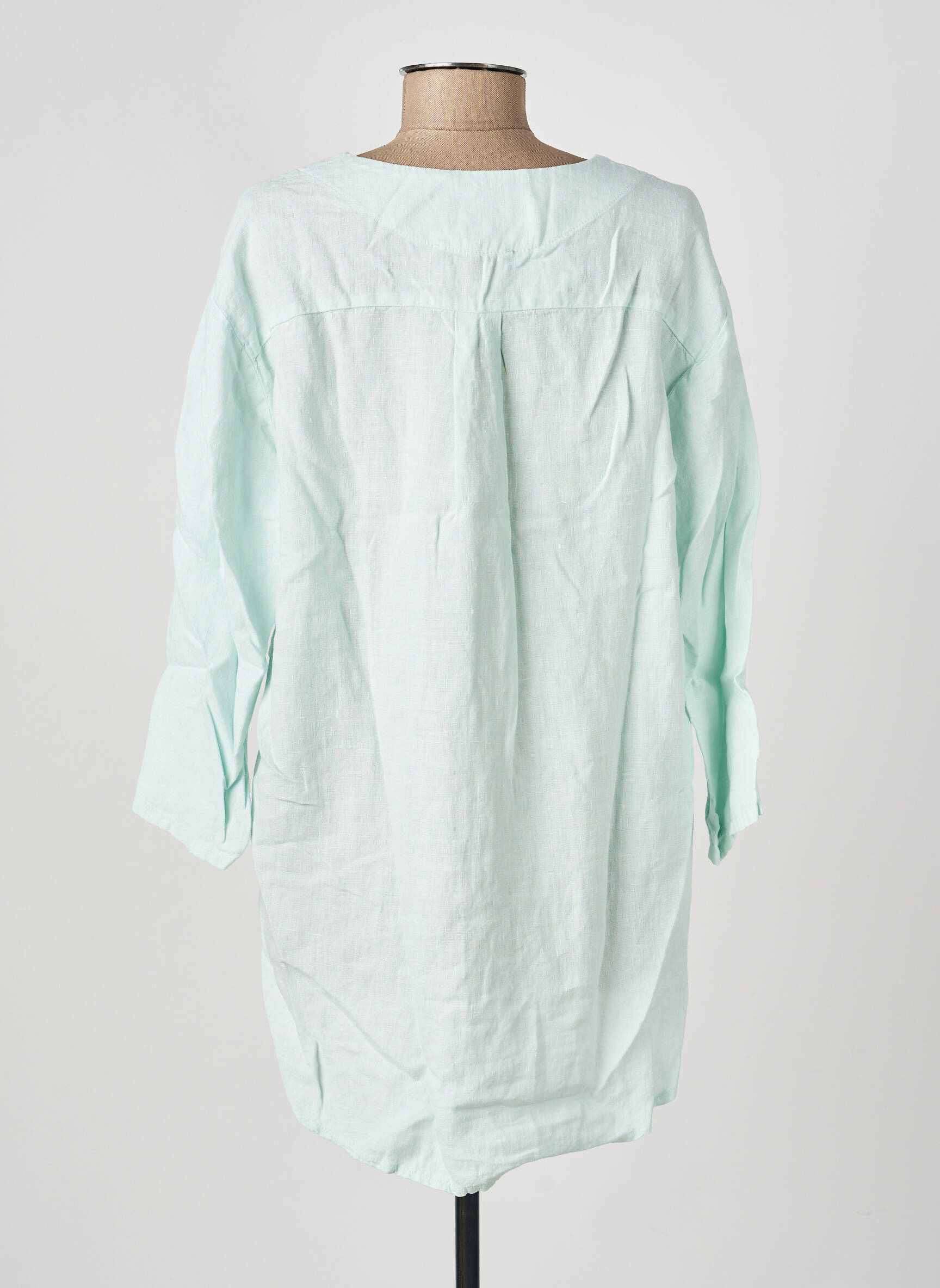 Blouse tissage popeline manches longues bleu COUTURIST femme