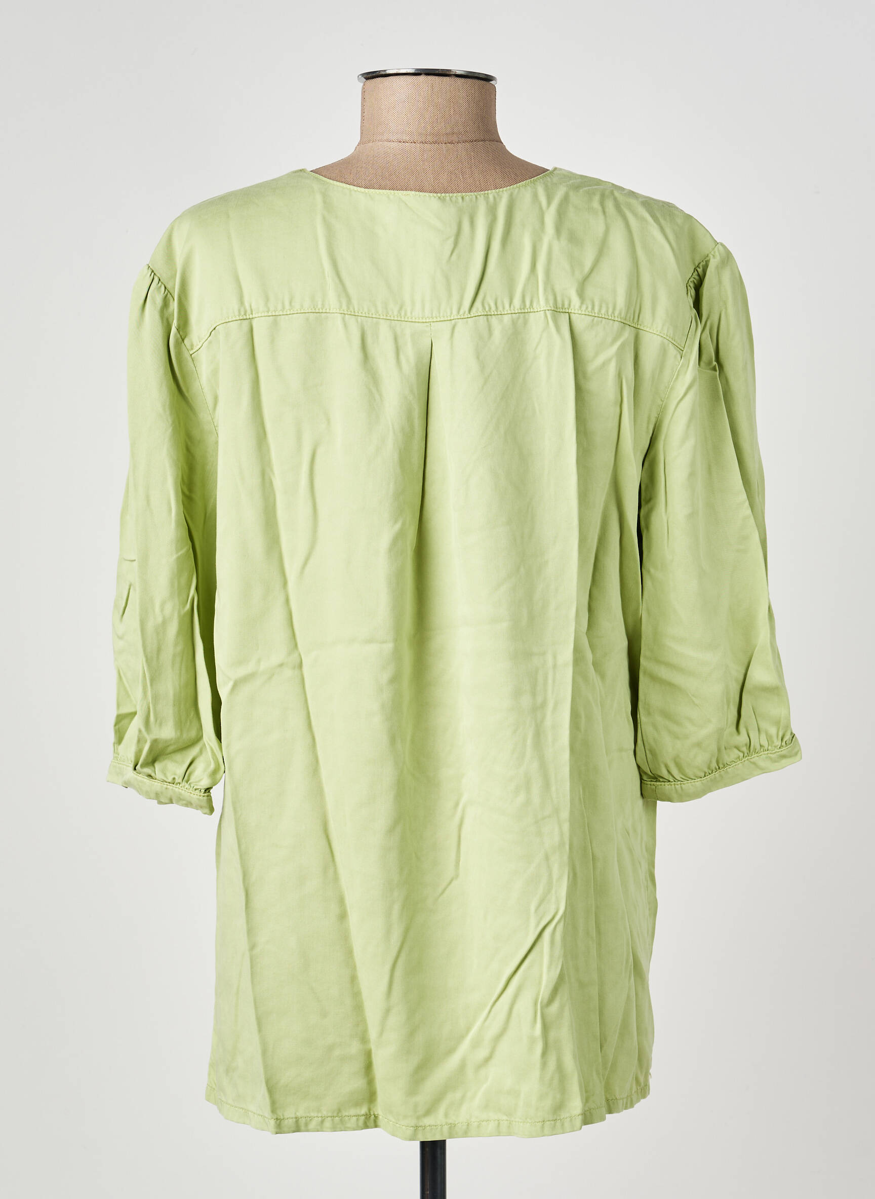 Blouse tissage popeline manches courtes vert COUTURIST femme