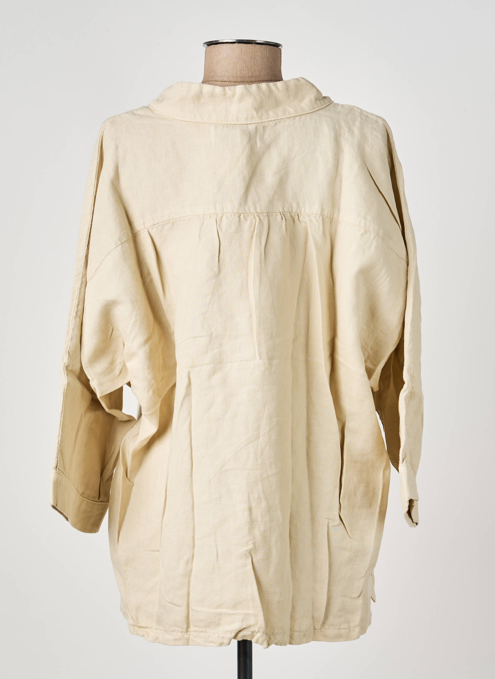 Blouse tissage popeline manches longues beige COUTURIST femme