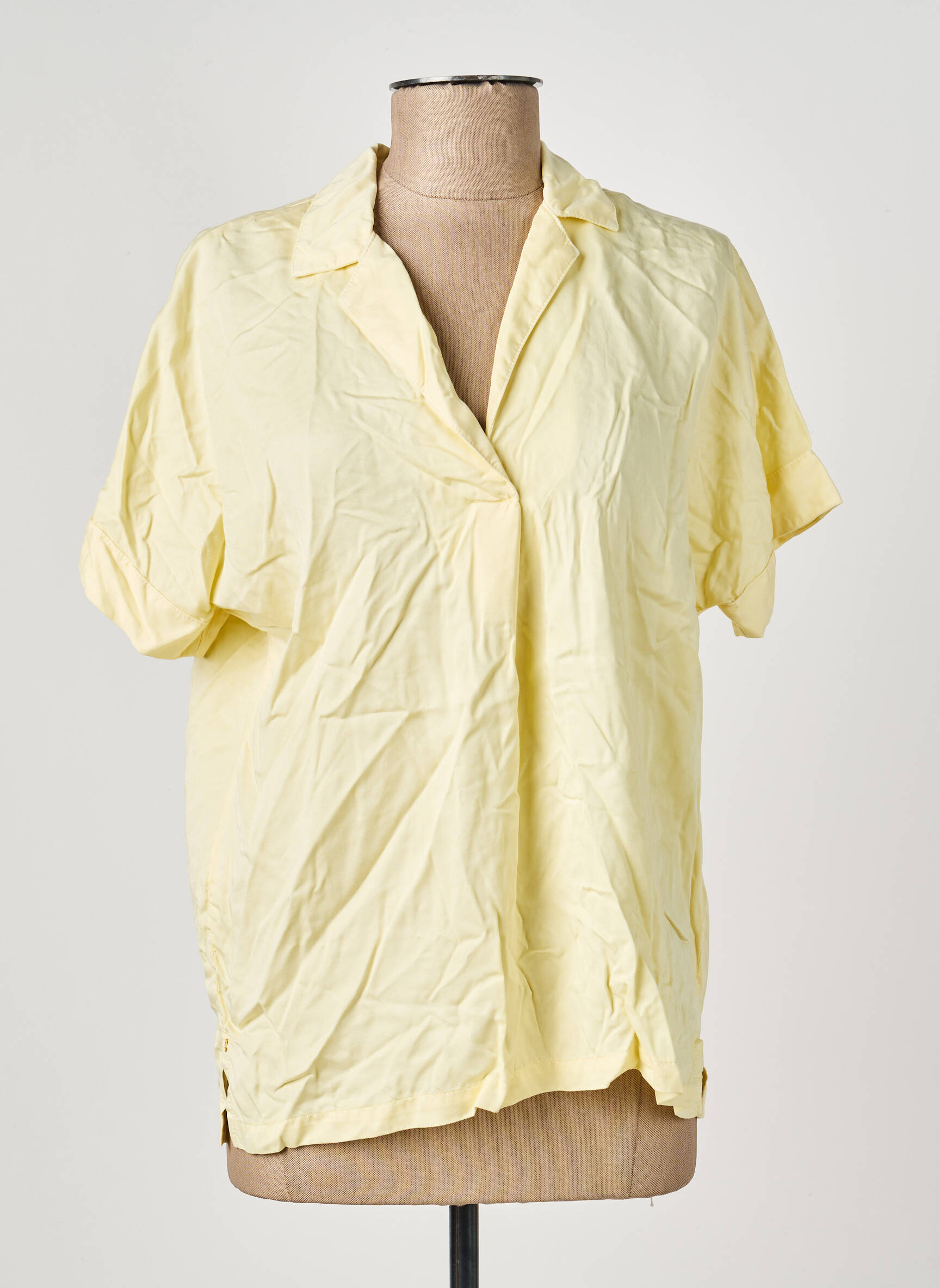 Blouse tissage popeline manches courtes jaune COUTURIST femme