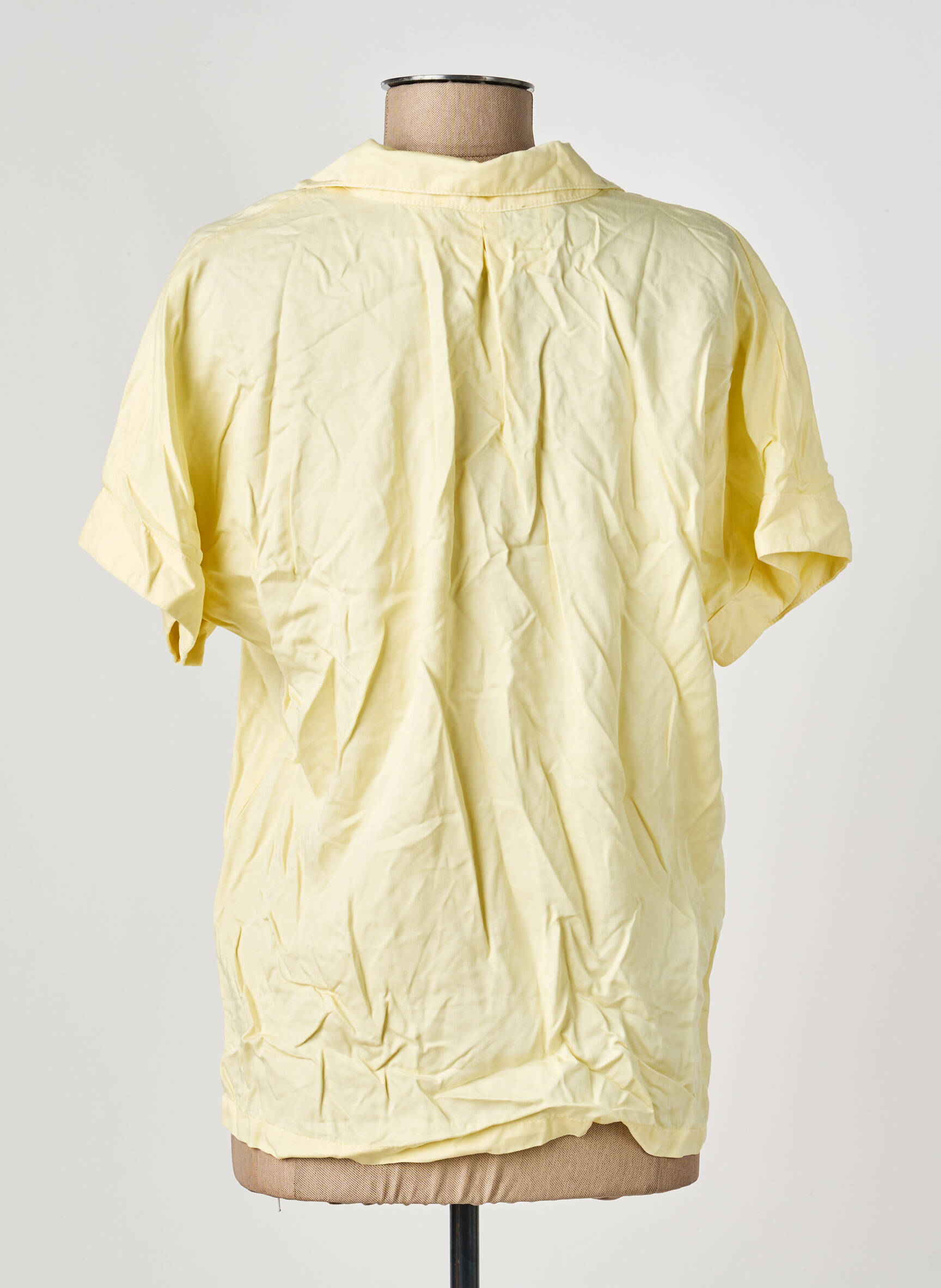 Blouse tissage popeline manches courtes jaune COUTURIST femme