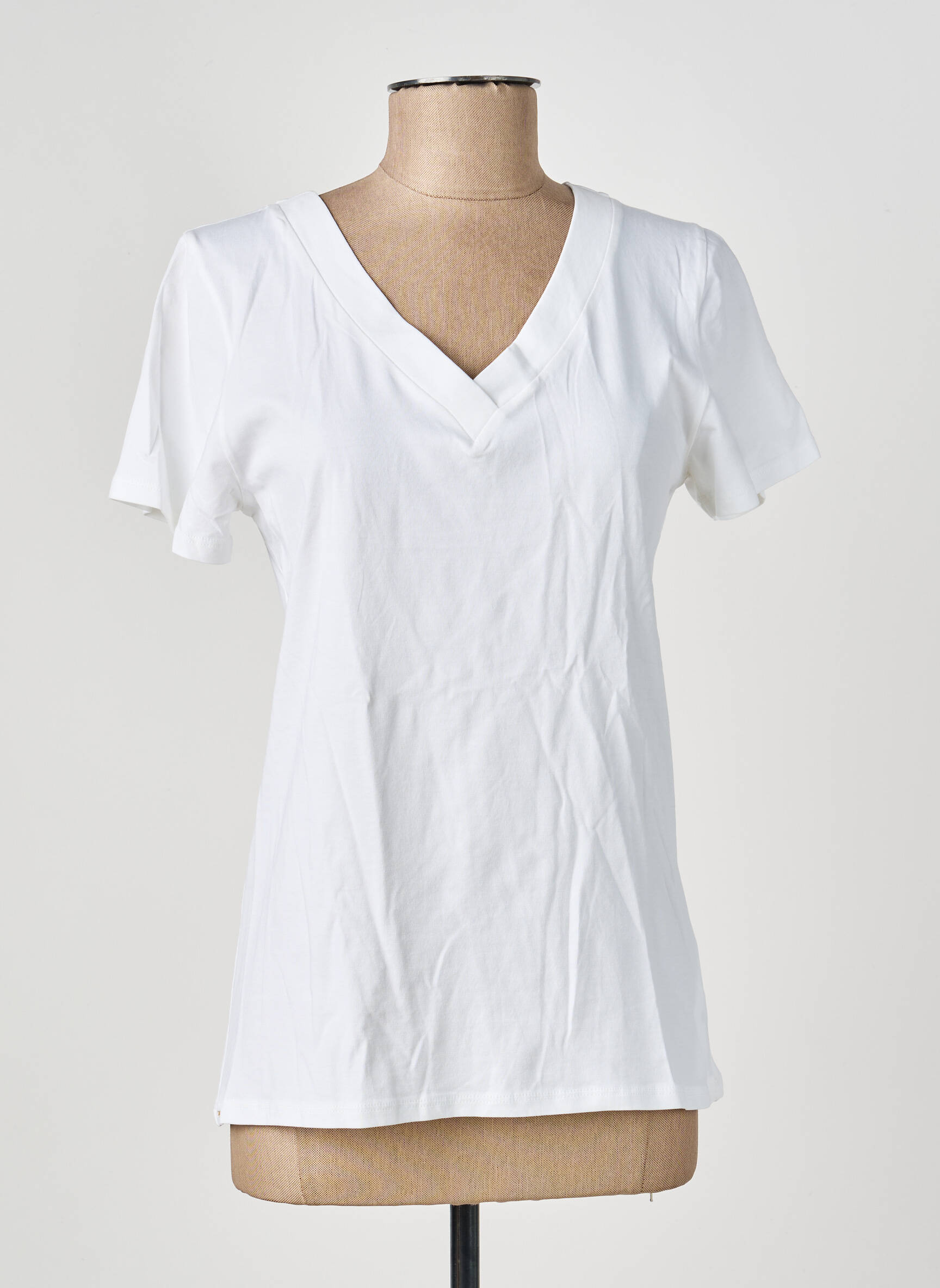 T-shirt col v manches courtes blanc COUTURIST femme