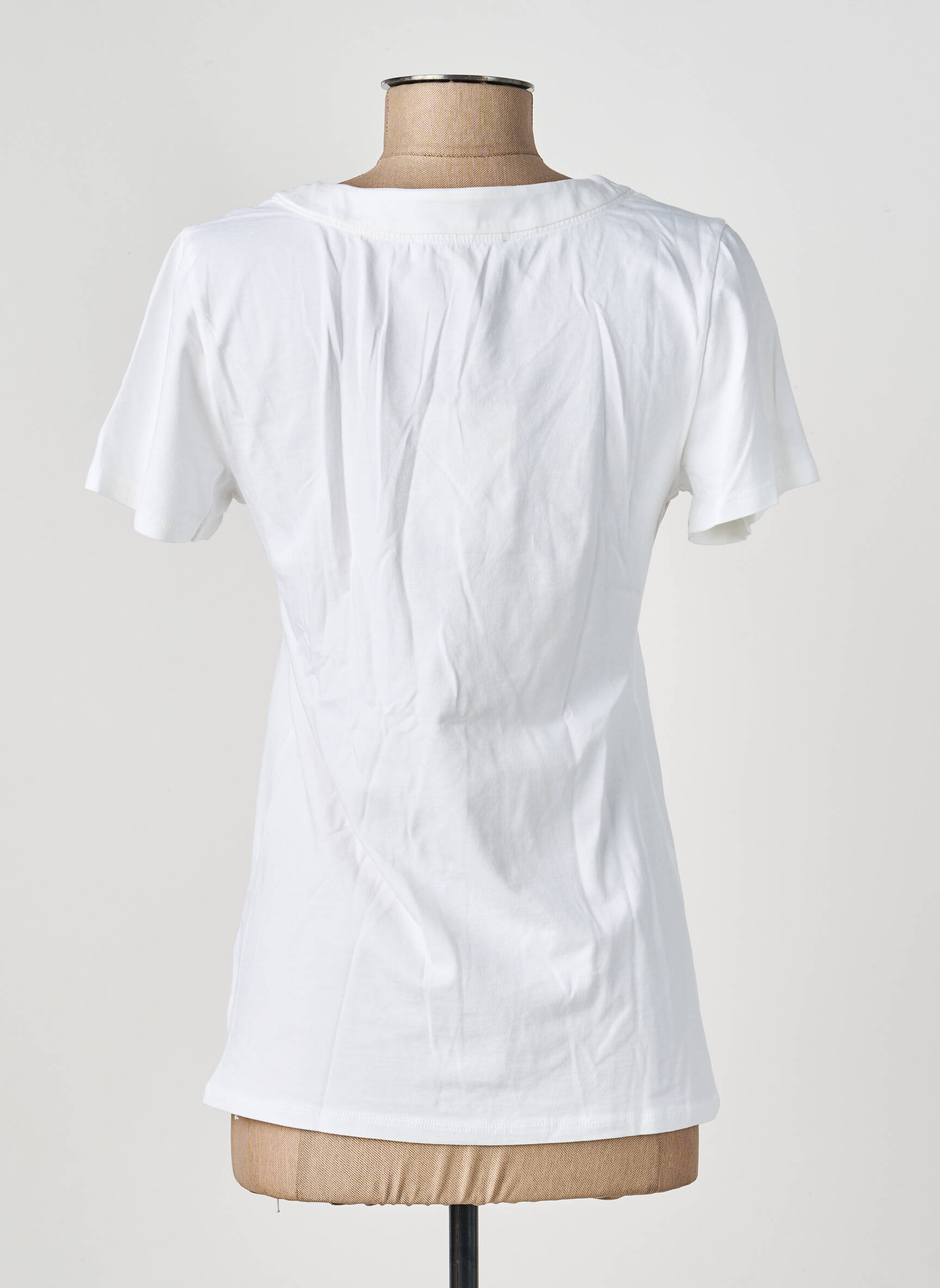 T-shirt col v manches courtes blanc COUTURIST femme