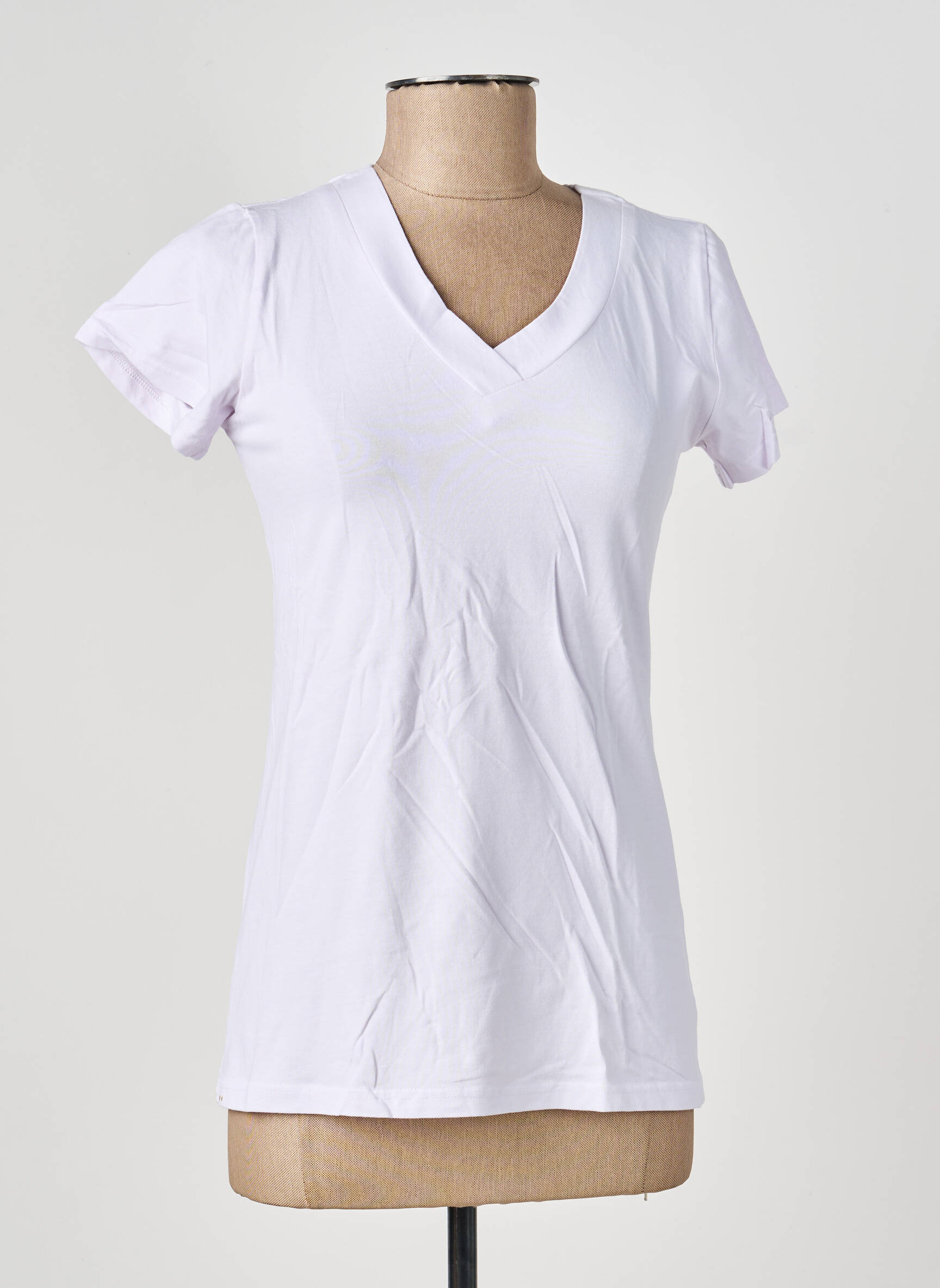 T-shirt col v manches courtes violet clair COUTURIST femme