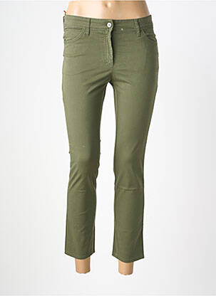 Pantalon 7/8 tissage popeline taille normale vert COUTURIST femme