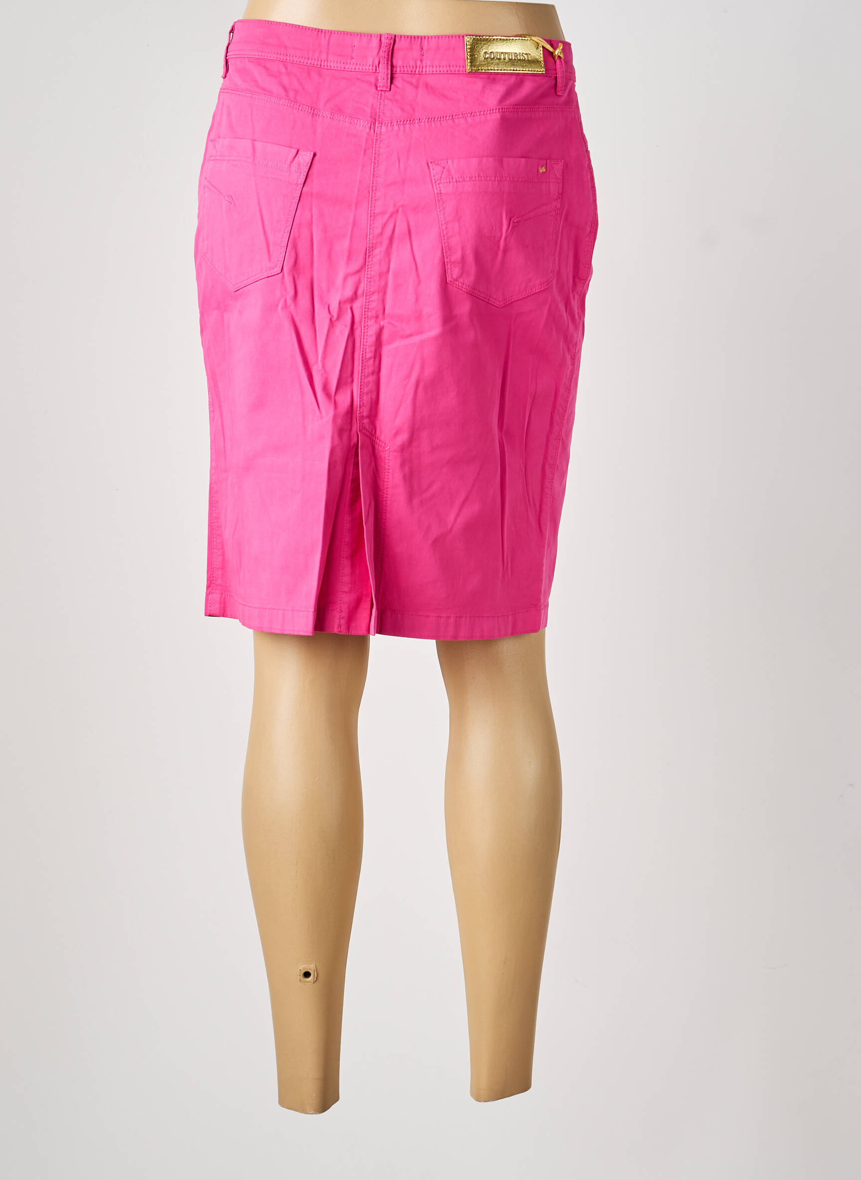 Jupe mi-longue coupe droite rose COUTURIST femme