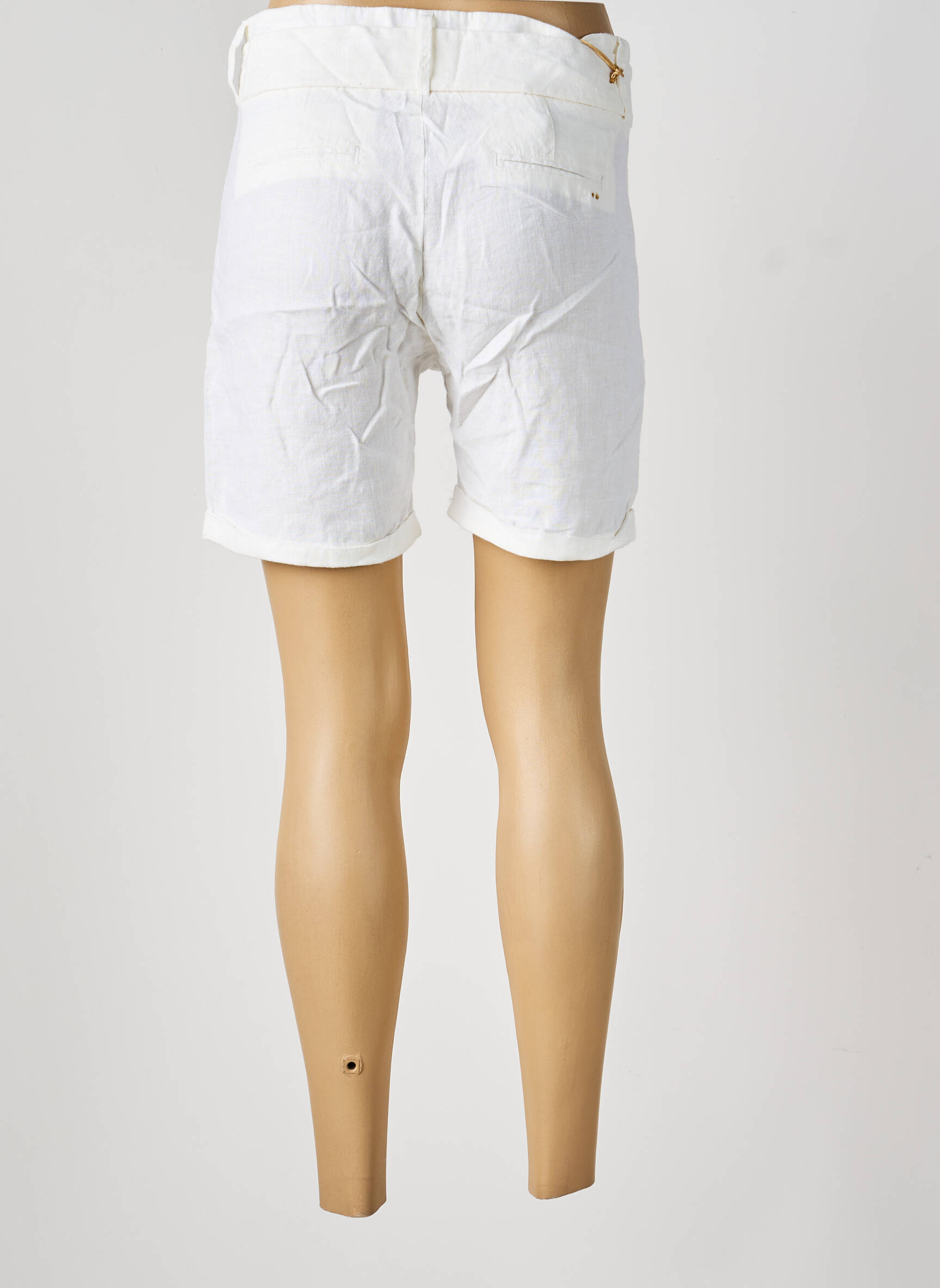 Short fermeture zippée sous rabat boutonné blanc COUTURIST femme