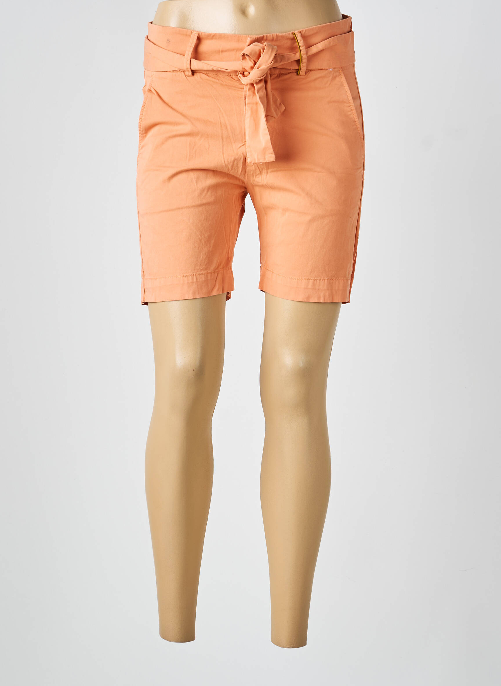 Short fermeture zippée sous rabat boutonné orange COUTURIST femme