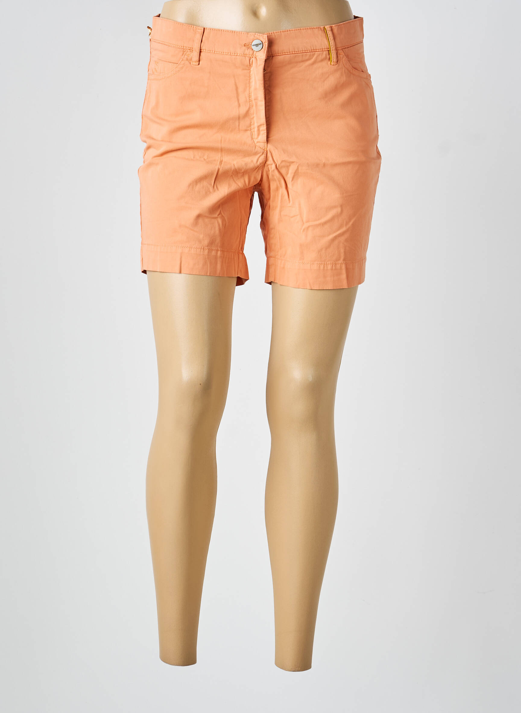 Short fermeture zippée sous rabat boutonné orange COUTURIST femme