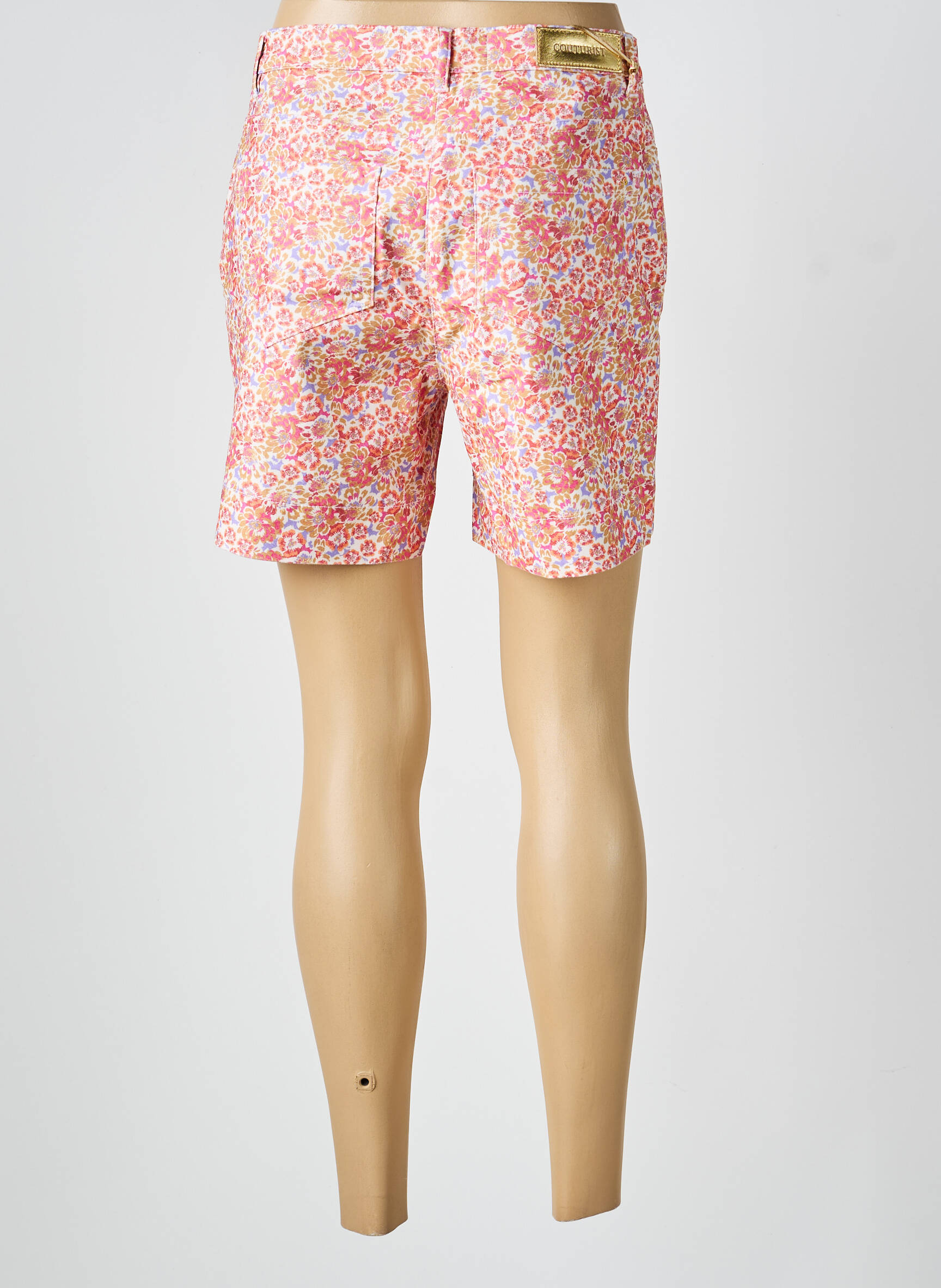 Short fermeture zippée sous rabat boutonné rose COUTURIST femme
