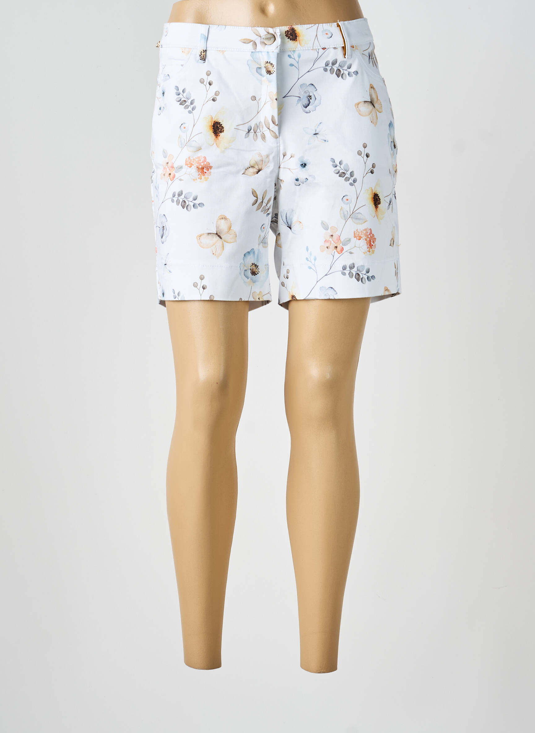 Short fermeture zippée sous rabat boutonné blanc COUTURIST femme