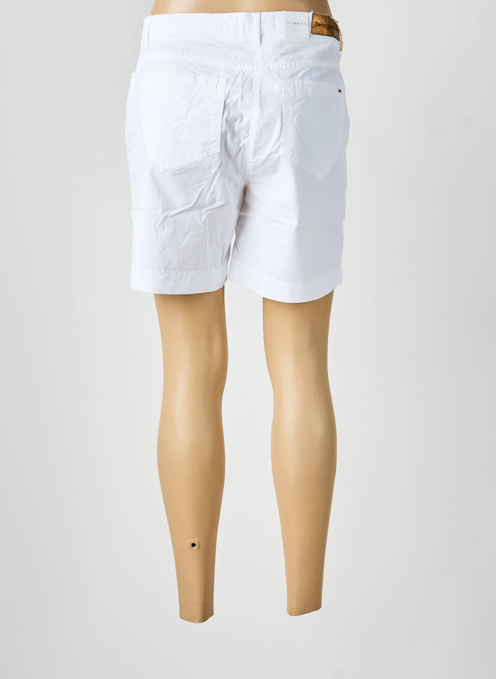 Short fermeture zippée sous rabat boutonné blanc DENIM &DRESS femme