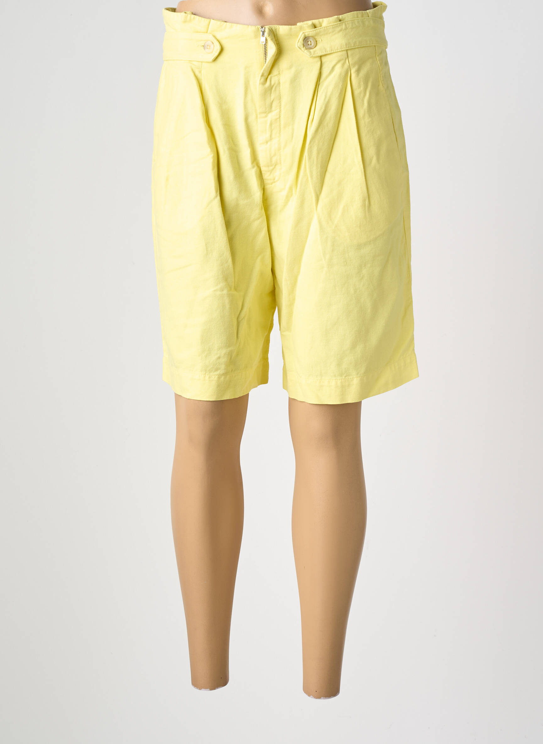 Short taille à pinces taille haute jaune COUTURIST femme