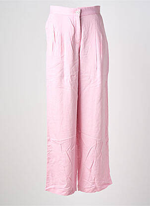 Pantalon large tissage popeline taille haute rose COUTURIST femme