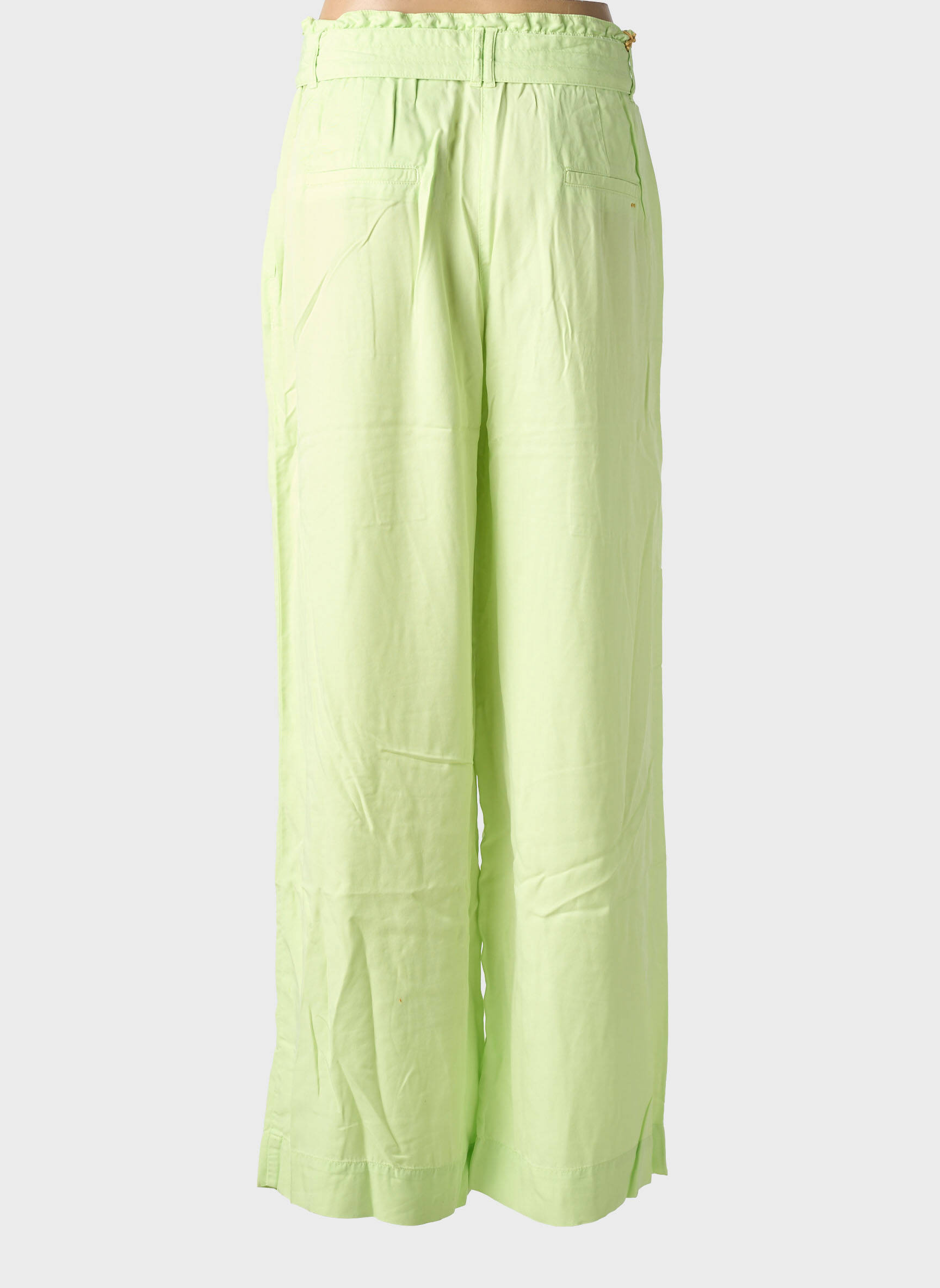 Pantalon large tissage popeline taille normale vert COUTURIST femme