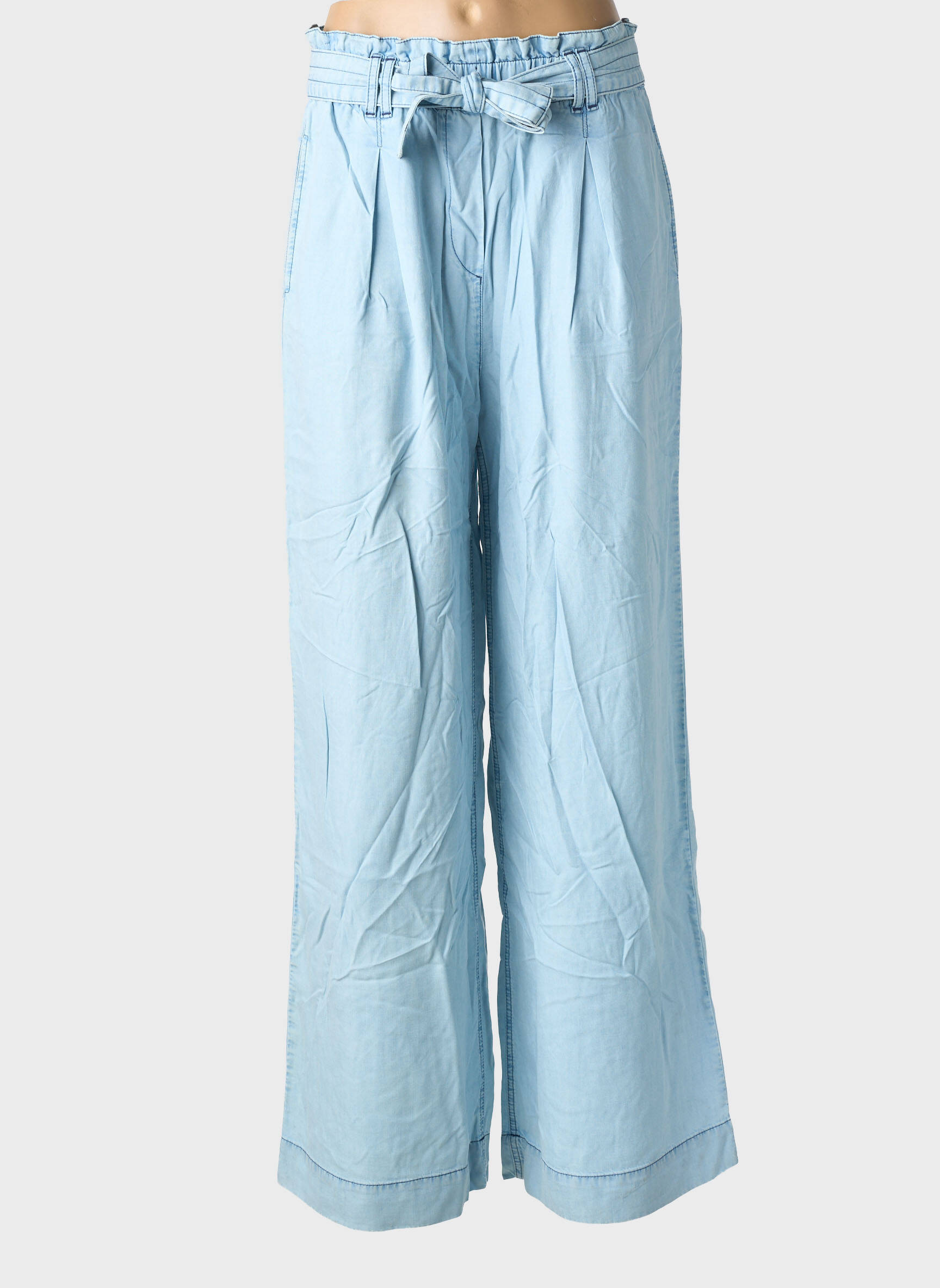 Pantalon large tissage popeline taille normale bleu COUTURIST femme