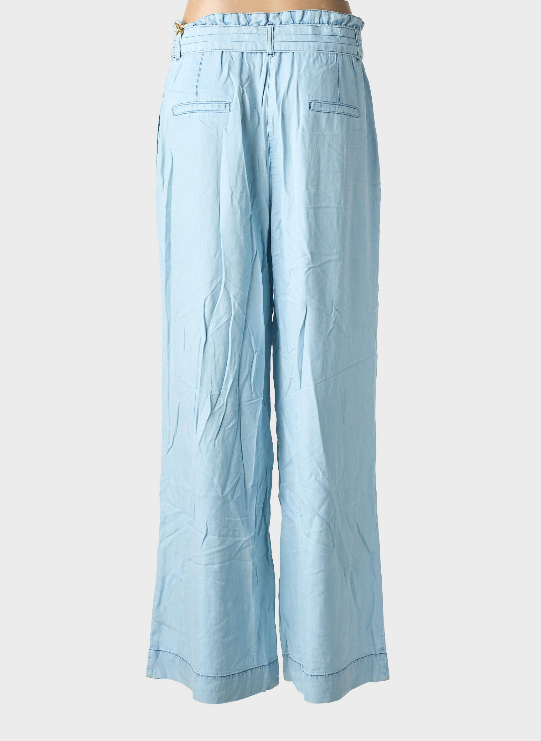 Pantalon large tissage popeline taille normale bleu COUTURIST femme