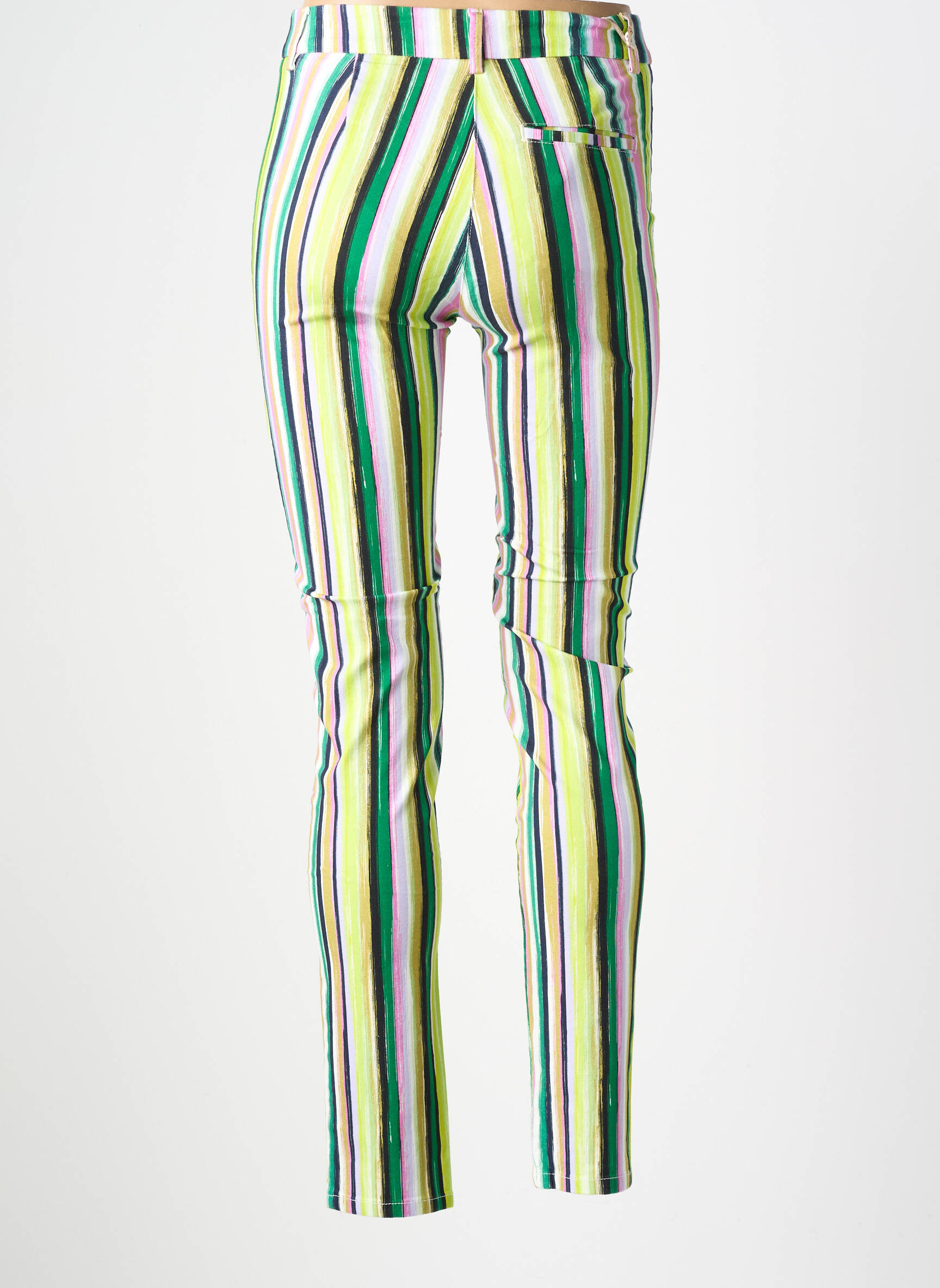 Pantalon slim tissage popeline taille normale vert COUTURIST femme