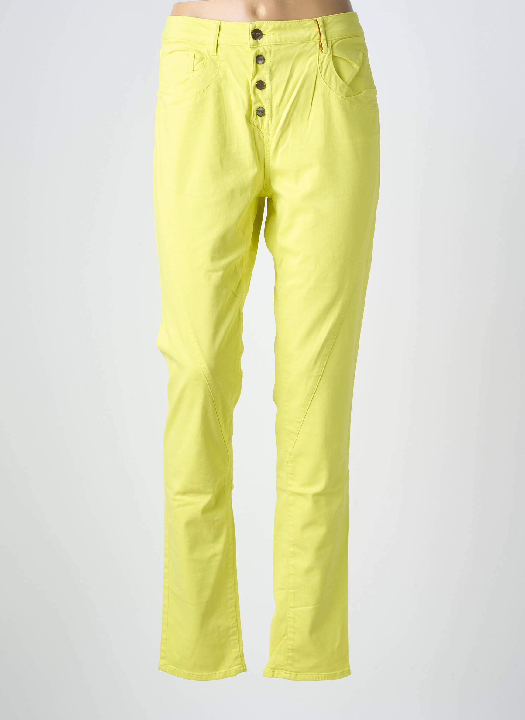 Pantalon slim tissage popeline taille normale jaune COUTURIST femme