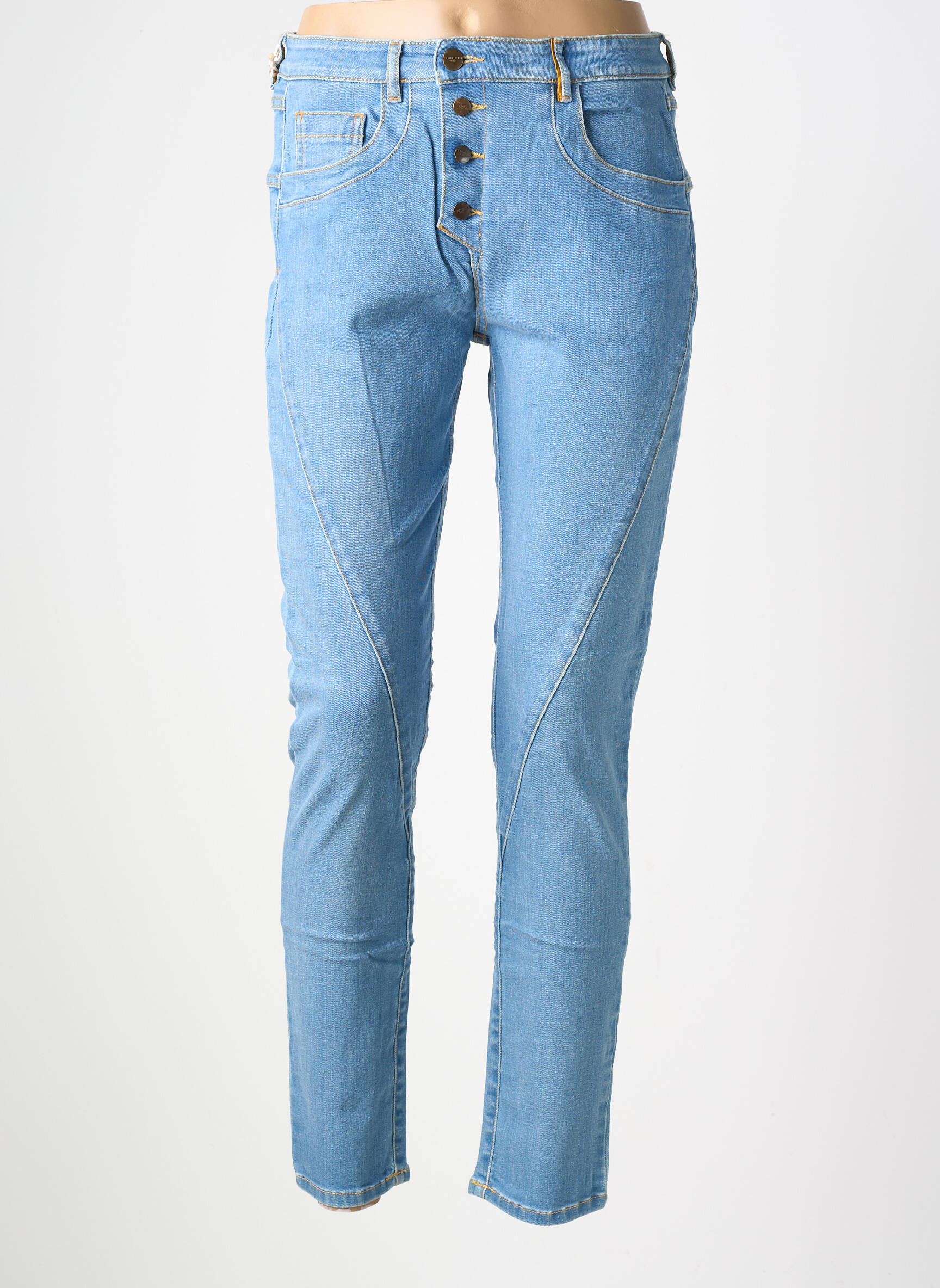 Jeans coupe slim stretch taille normale bleu COUTURIST femme