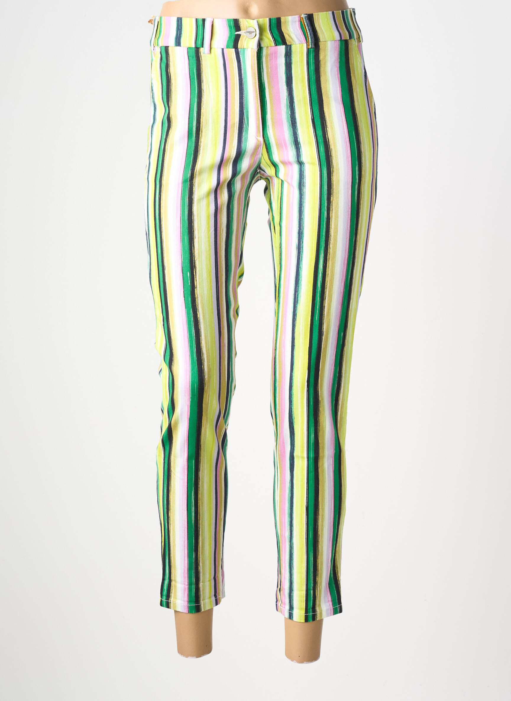Pantalon 7/8 taille à pinces taille normale vert COUTURIST femme