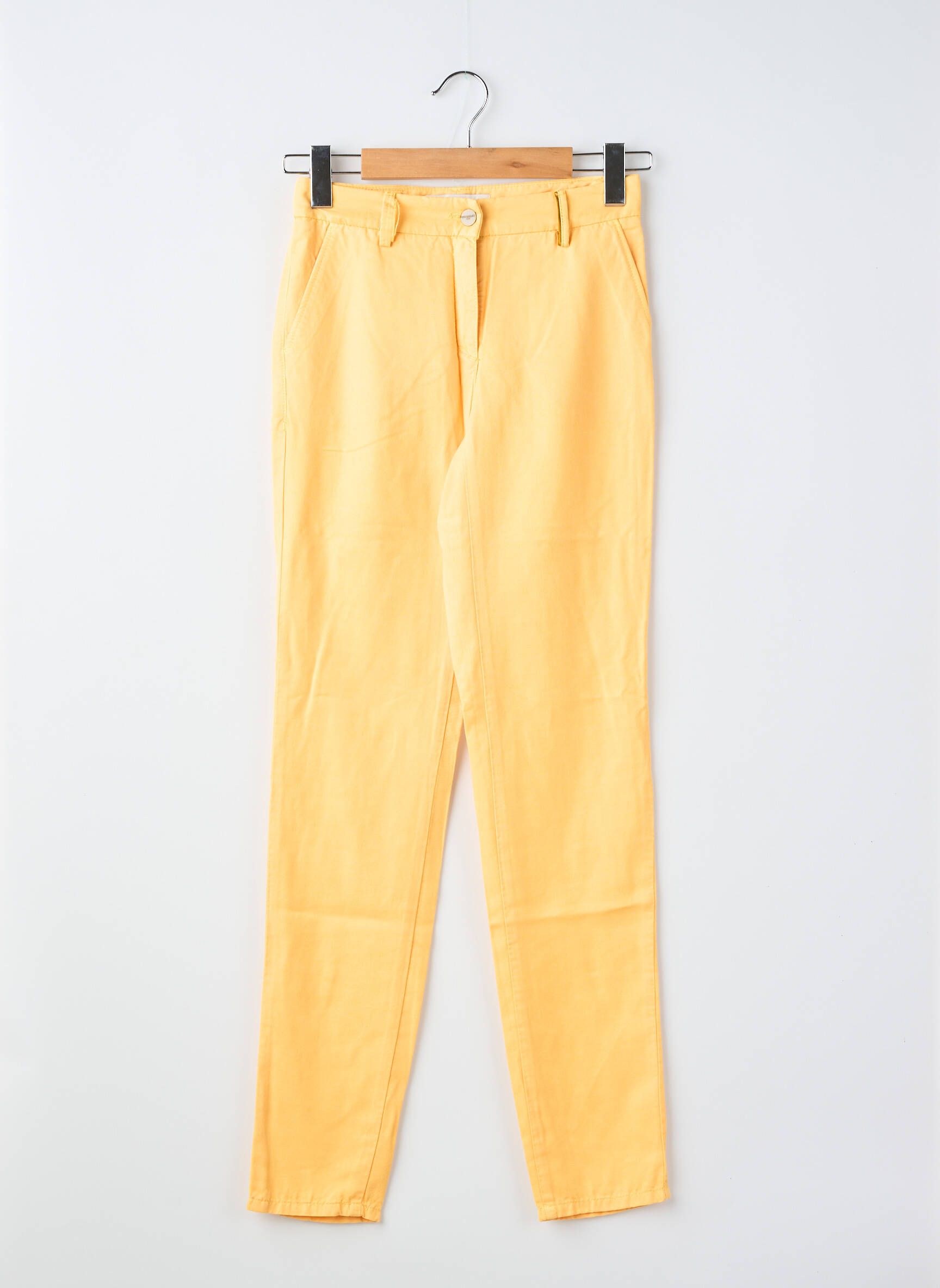 Pantalon chino tissage popeline taille normale jaune COUTURIST femme