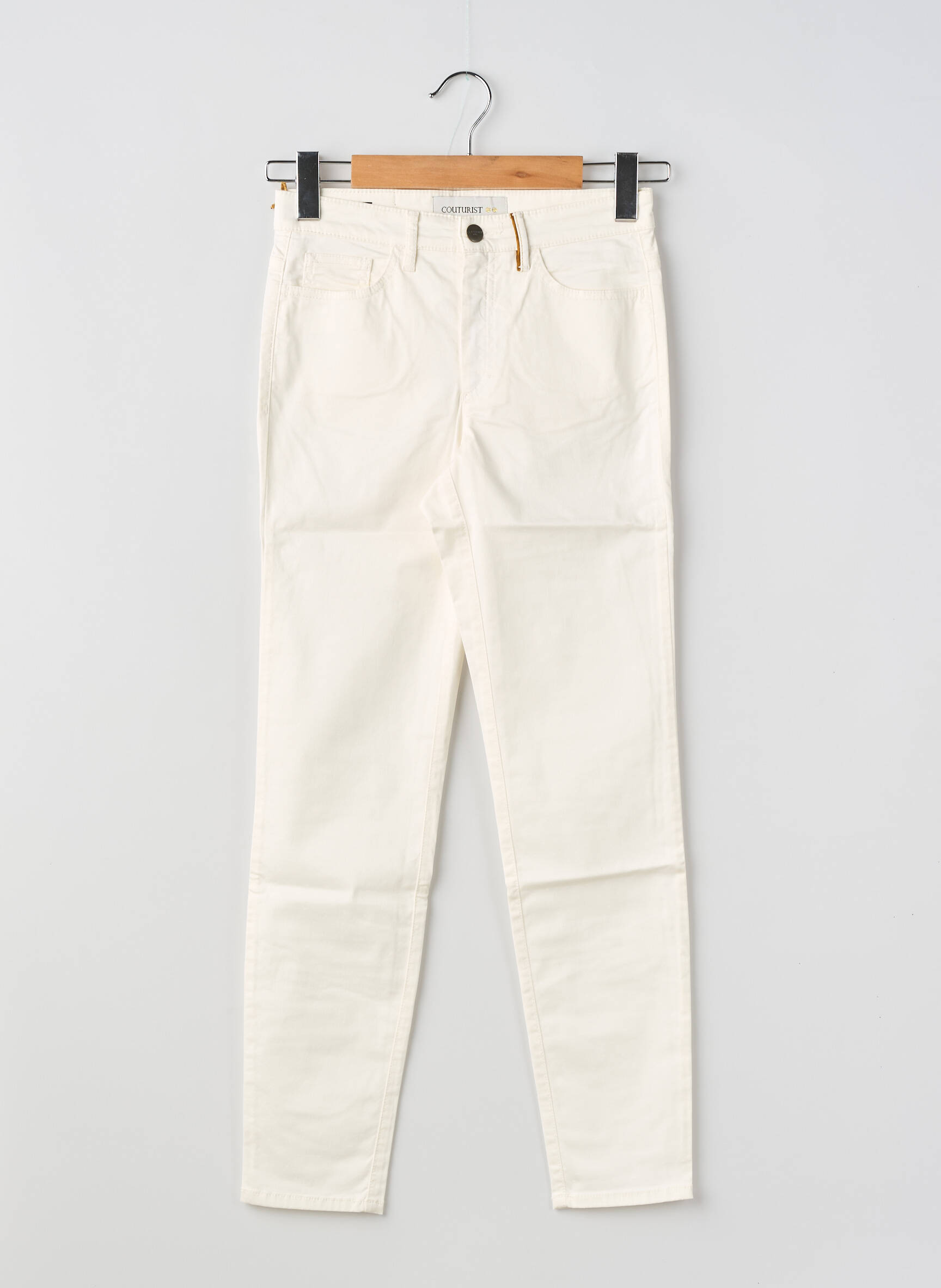 Pantalon slim taille haute taille haute beige COUTURIST femme