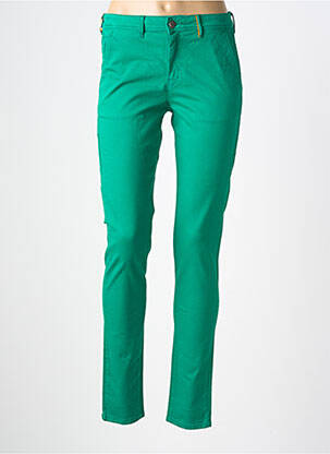 Pantalon chino tissage popeline taille normale vert COUTURIST femme