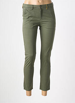Pantalon chino tissage popeline taille normale vert COUTURIST femme
