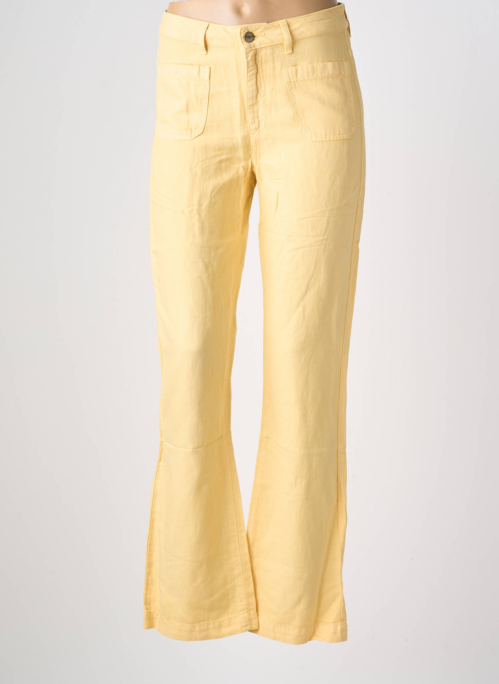 Pantalon flare taille élastique taille normale jaune COUTURIST femme