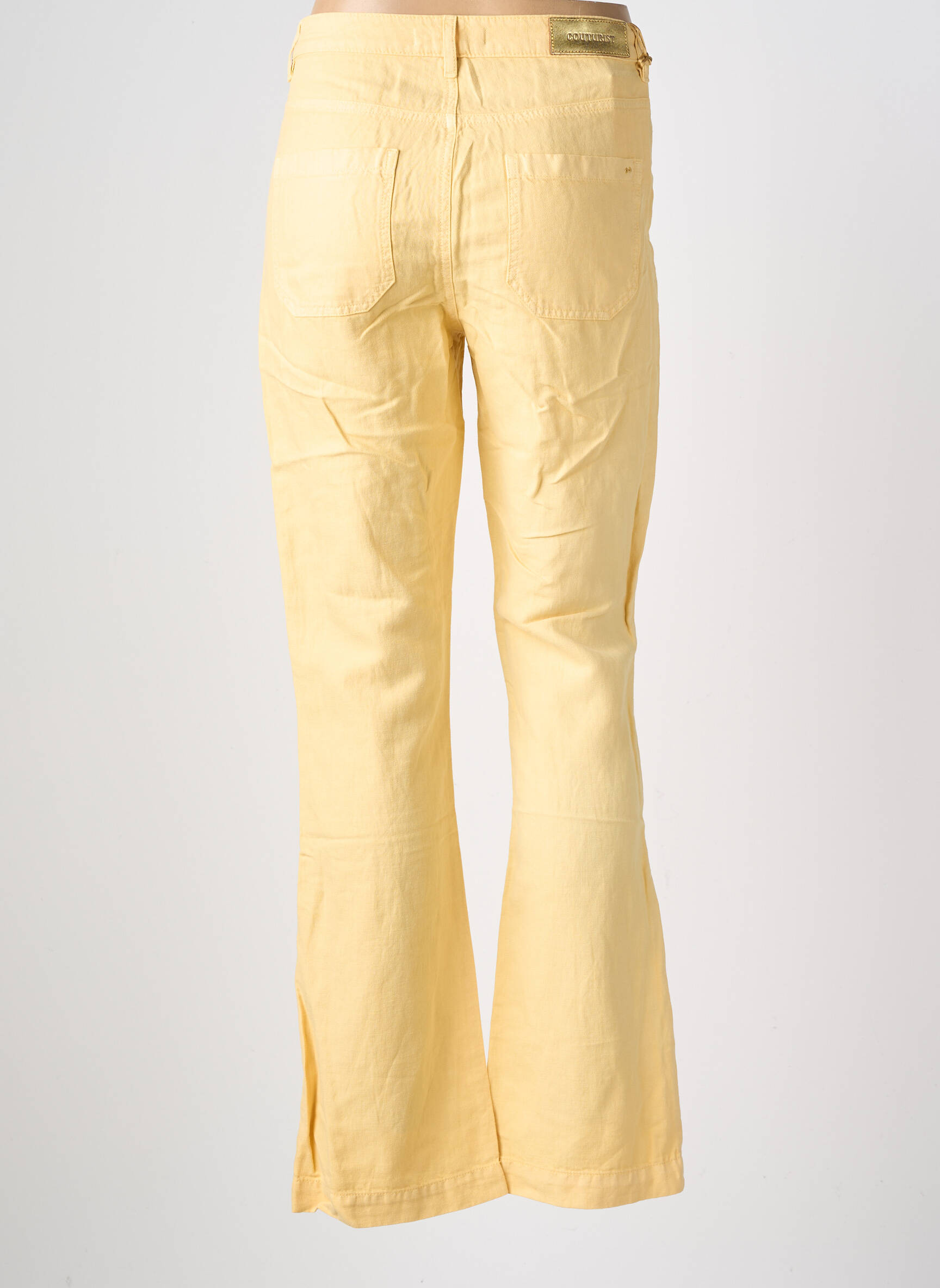 Pantalon flare taille élastique taille normale jaune COUTURIST femme