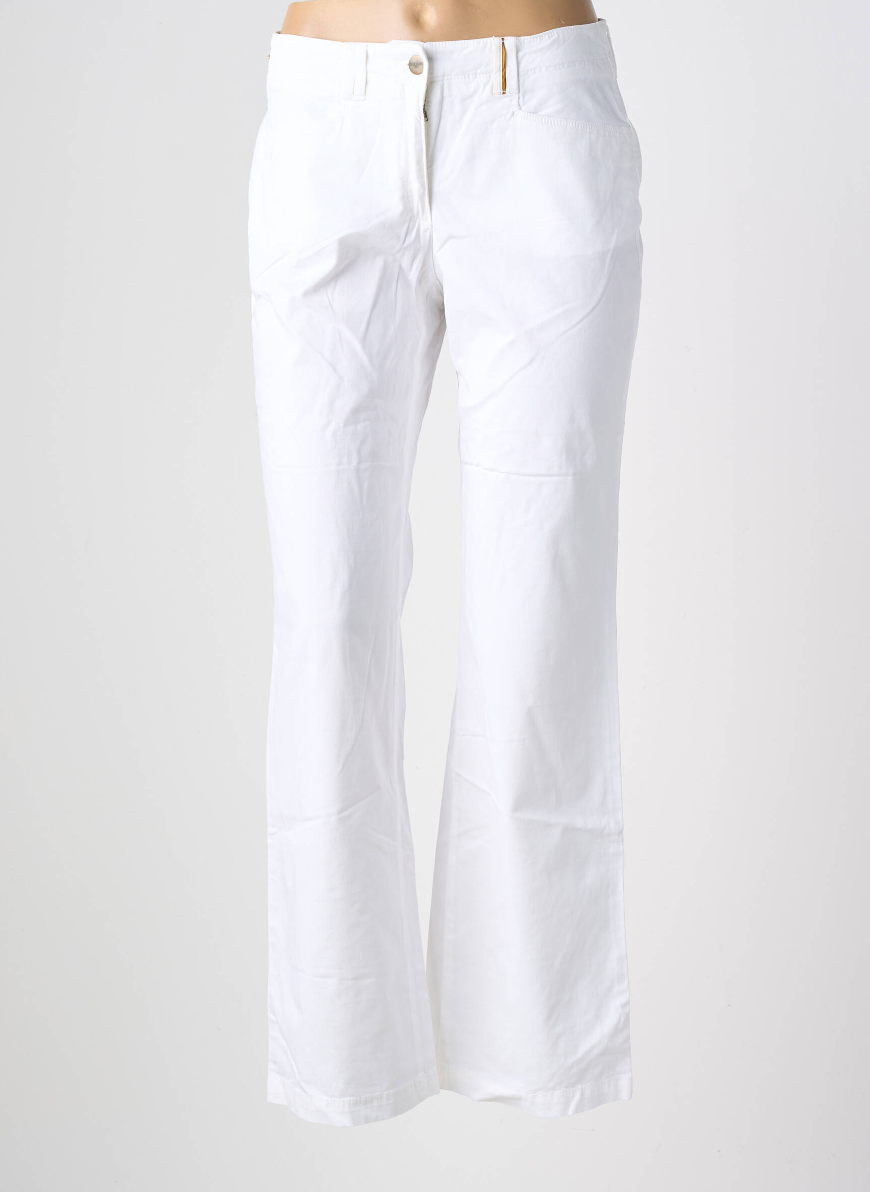 Pantalon droit tissage popeline taille normale blanc COUTURIST femme