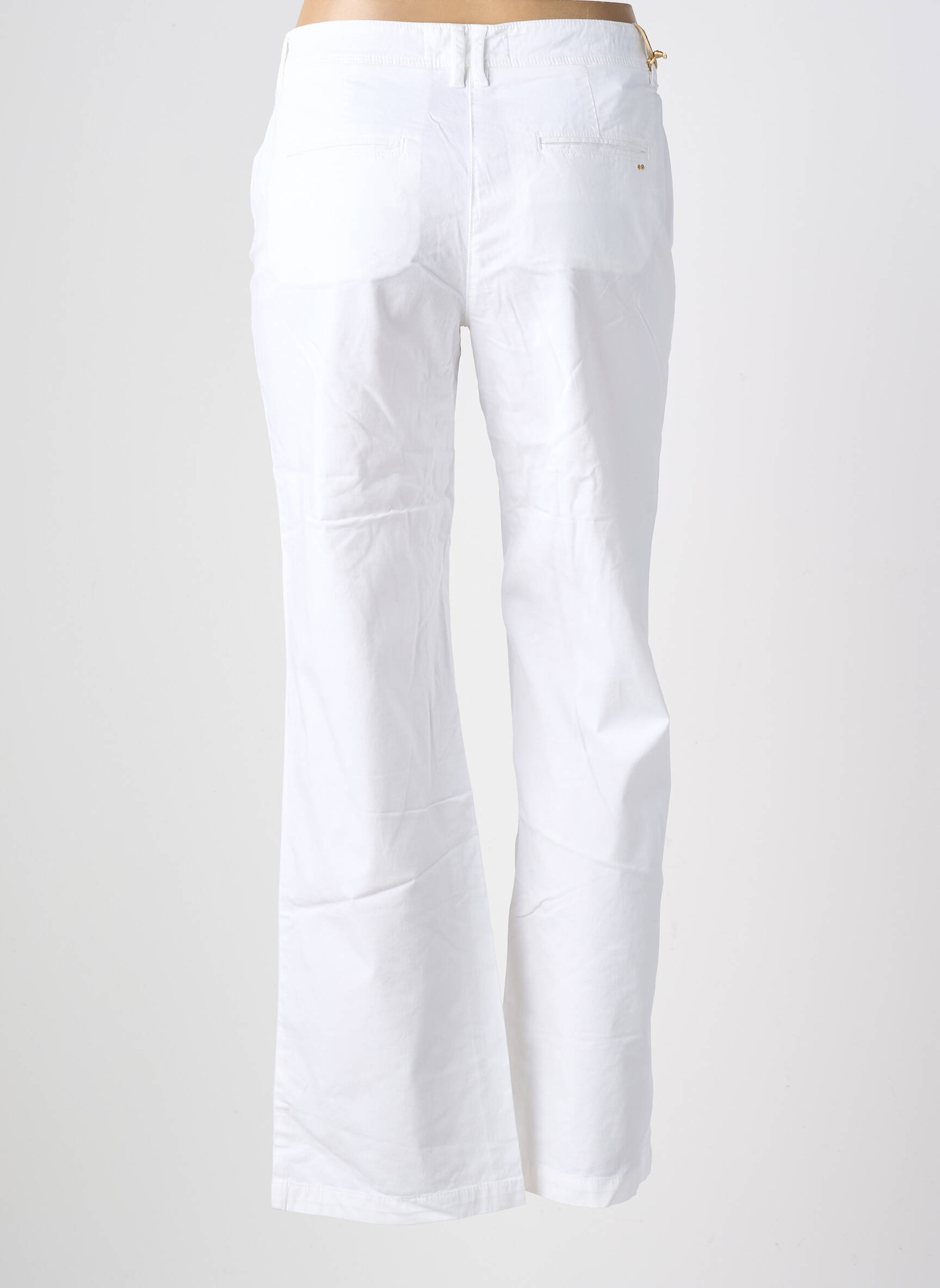 Pantalon droit tissage popeline taille normale blanc COUTURIST femme