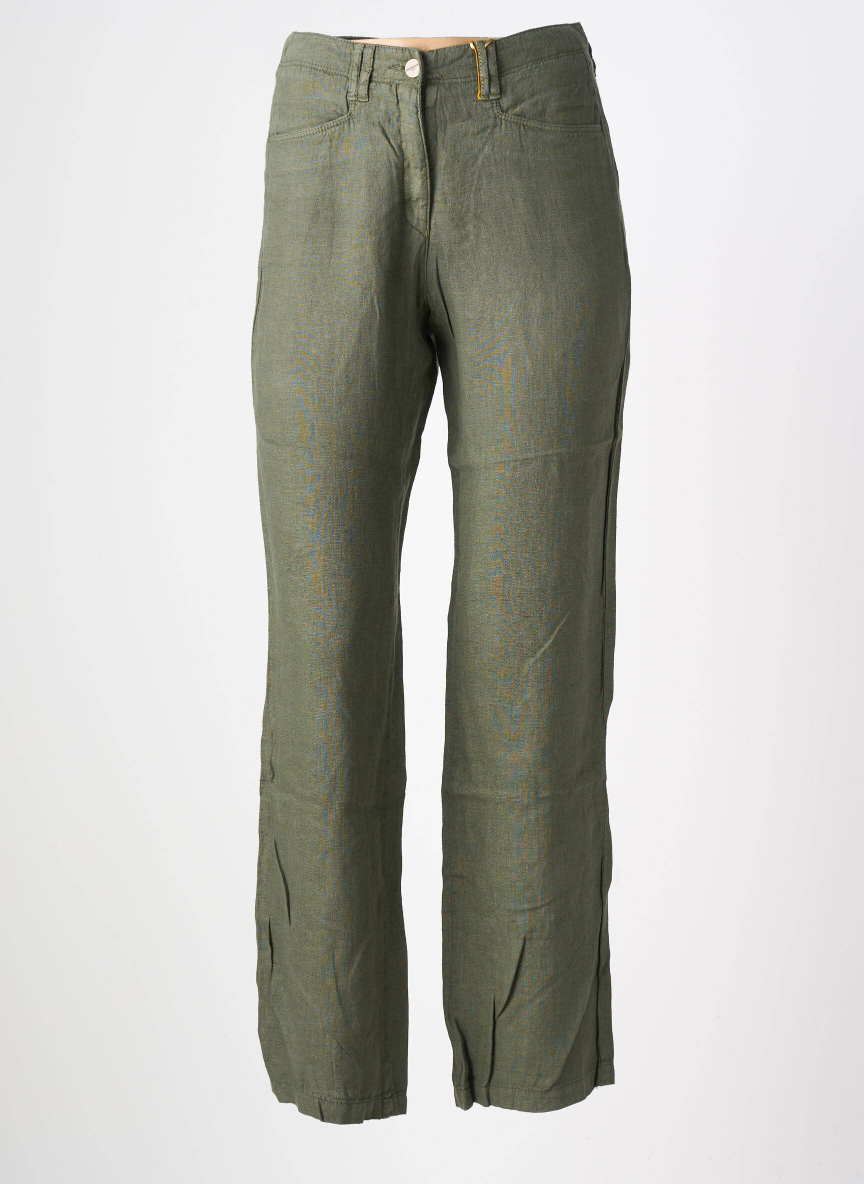 Pantalon droit tissage crêpe taille normale vert COUTURIST femme