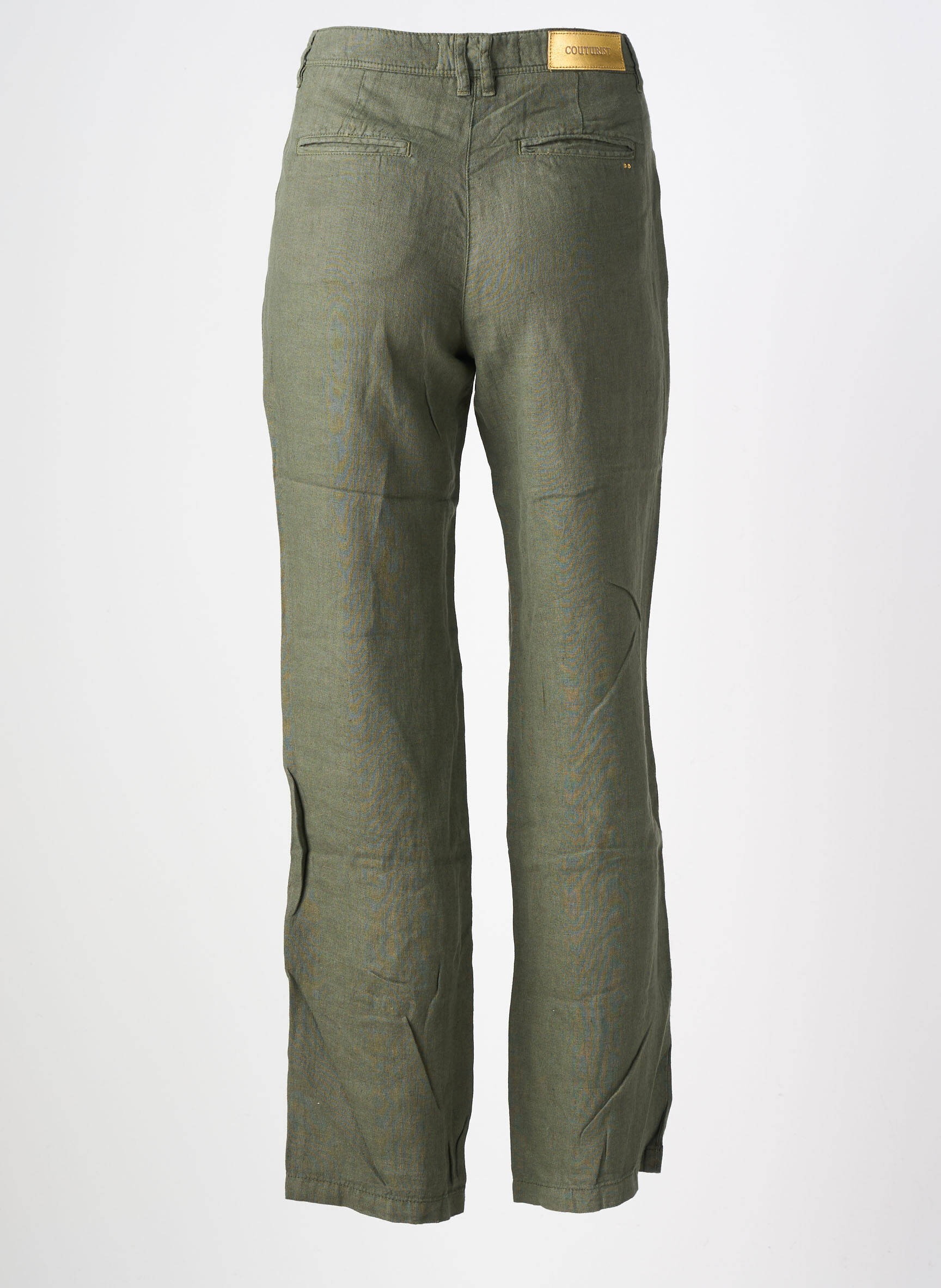 Pantalon droit tissage crêpe taille normale vert COUTURIST femme