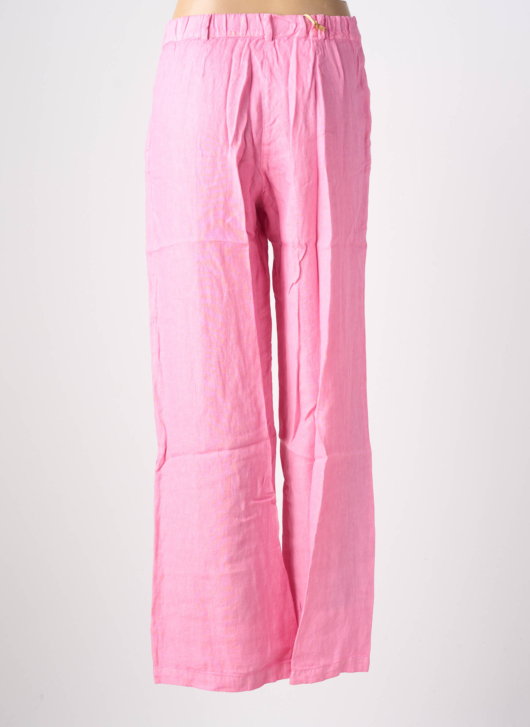 Pantalon large fermeture zippée sous rabat boutonné taille normale rose COUTURIST femme