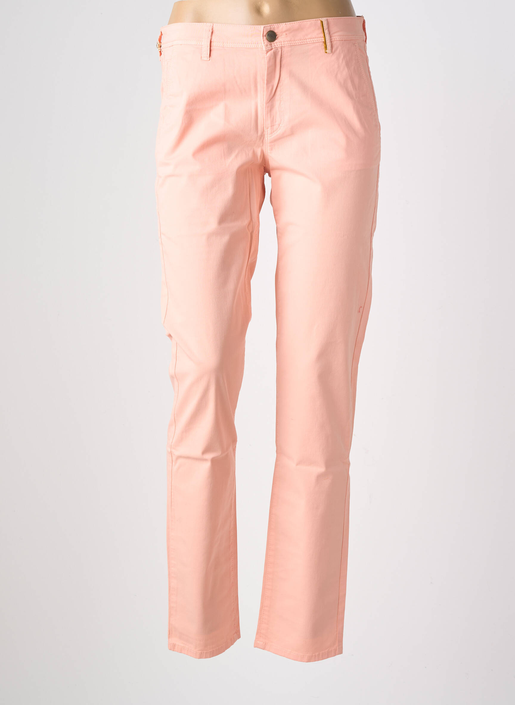 Pantalon chino tissage popeline taille normale rose COUTURIST femme