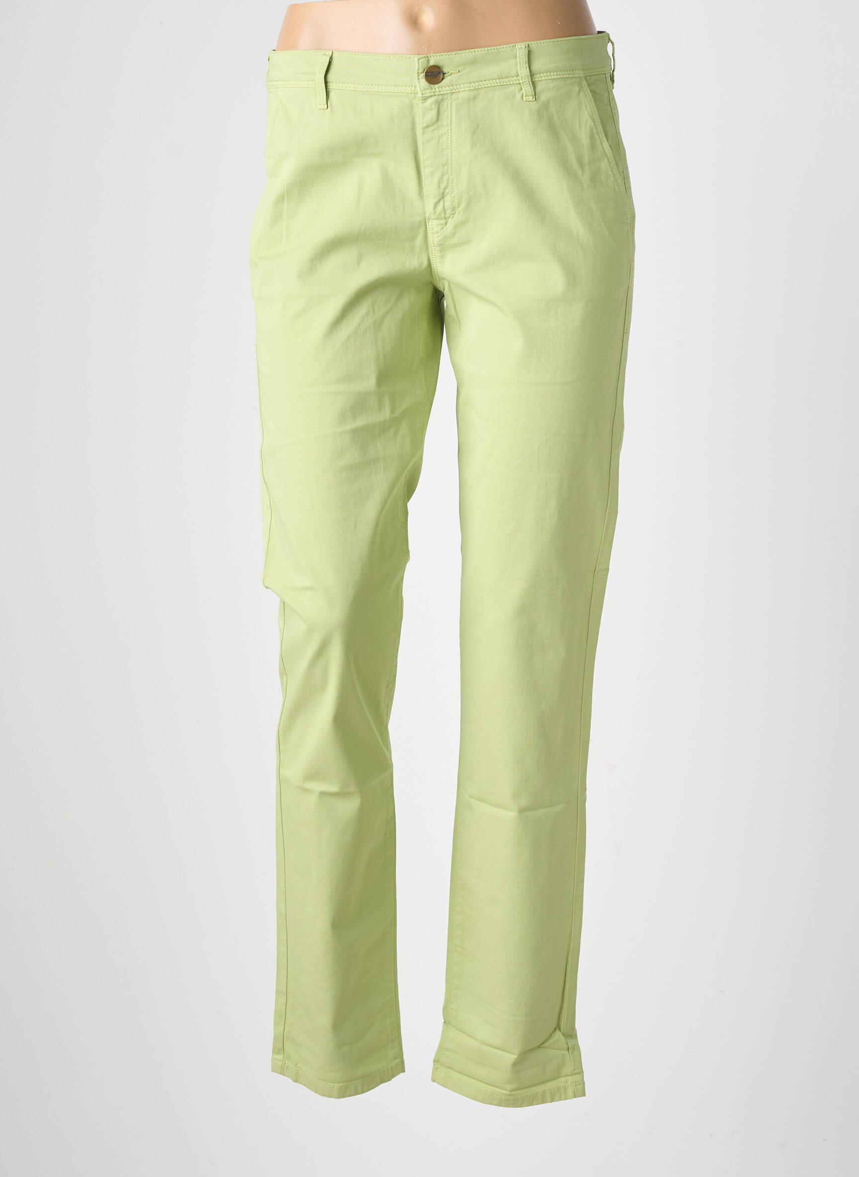 Pantalon chino tissage popeline taille normale vert COUTURIST femme