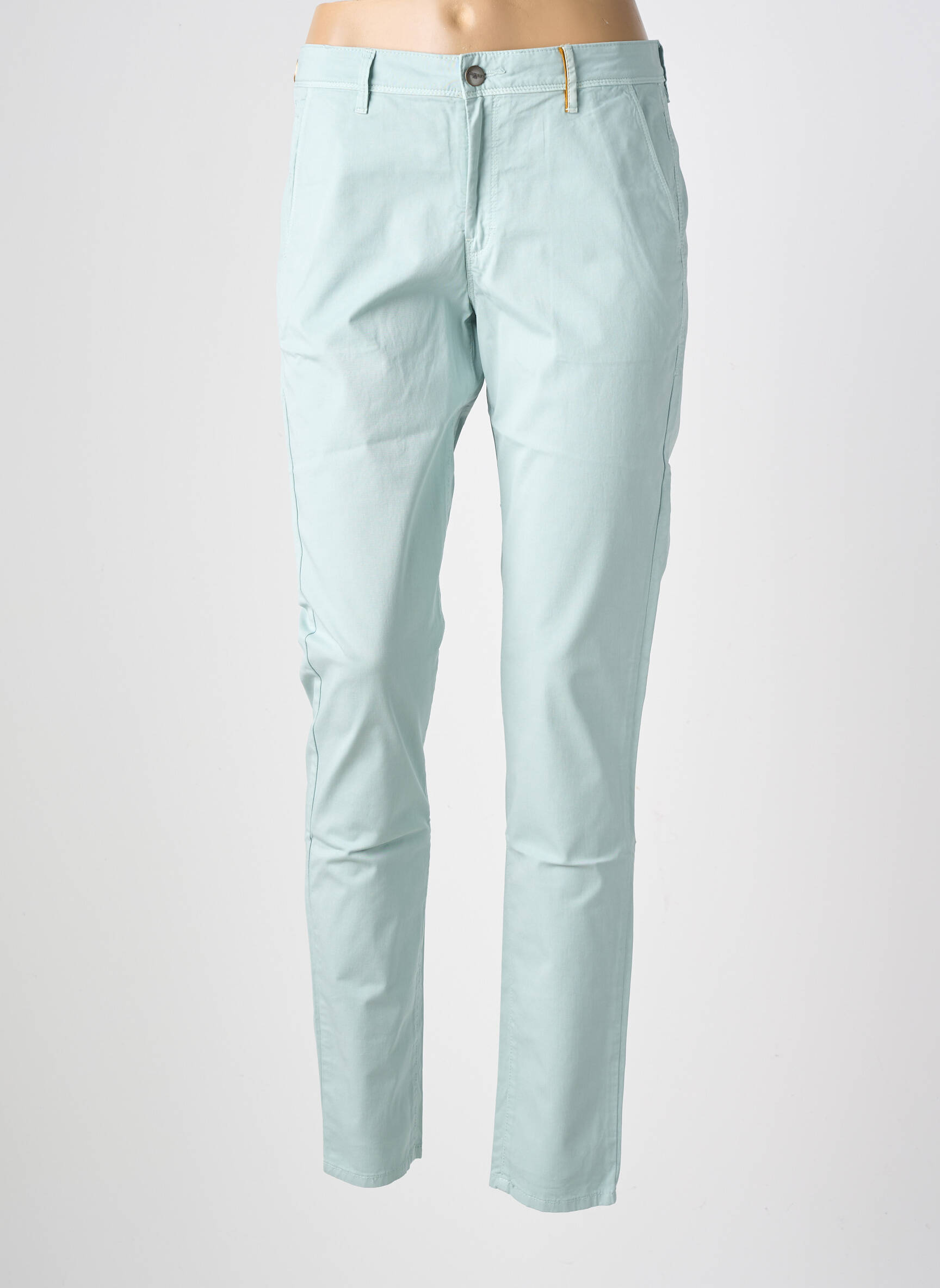 Pantalon chino tissage popeline taille normale vert COUTURIST femme